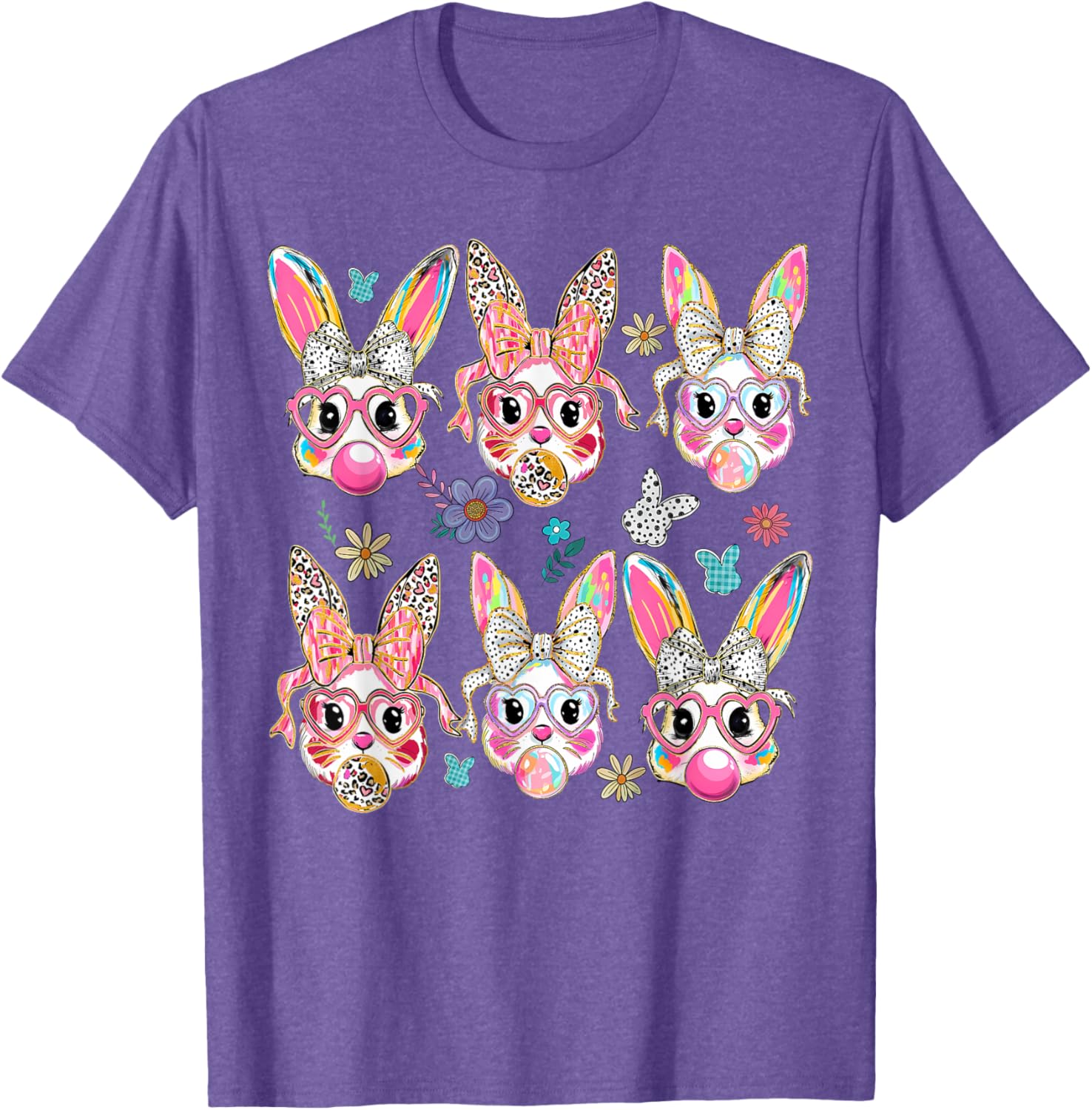 Cute Bunny Rabbit Face Coquette Bow Easter Day T-Shirt