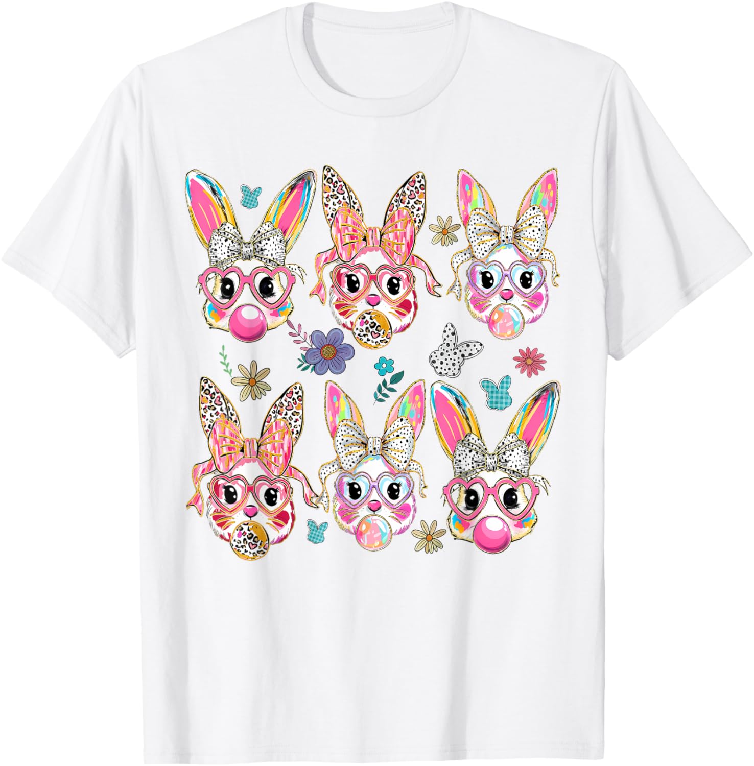 Cute Bunny Rabbit Face Coquette Bow Easter Day T-Shirt