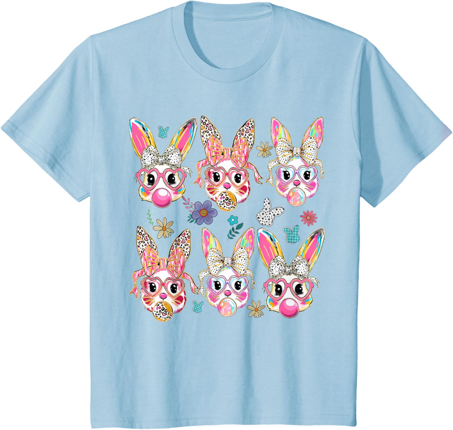 Cute Bunny Rabbit Face Coquette Bow Easter Day T-Shirt