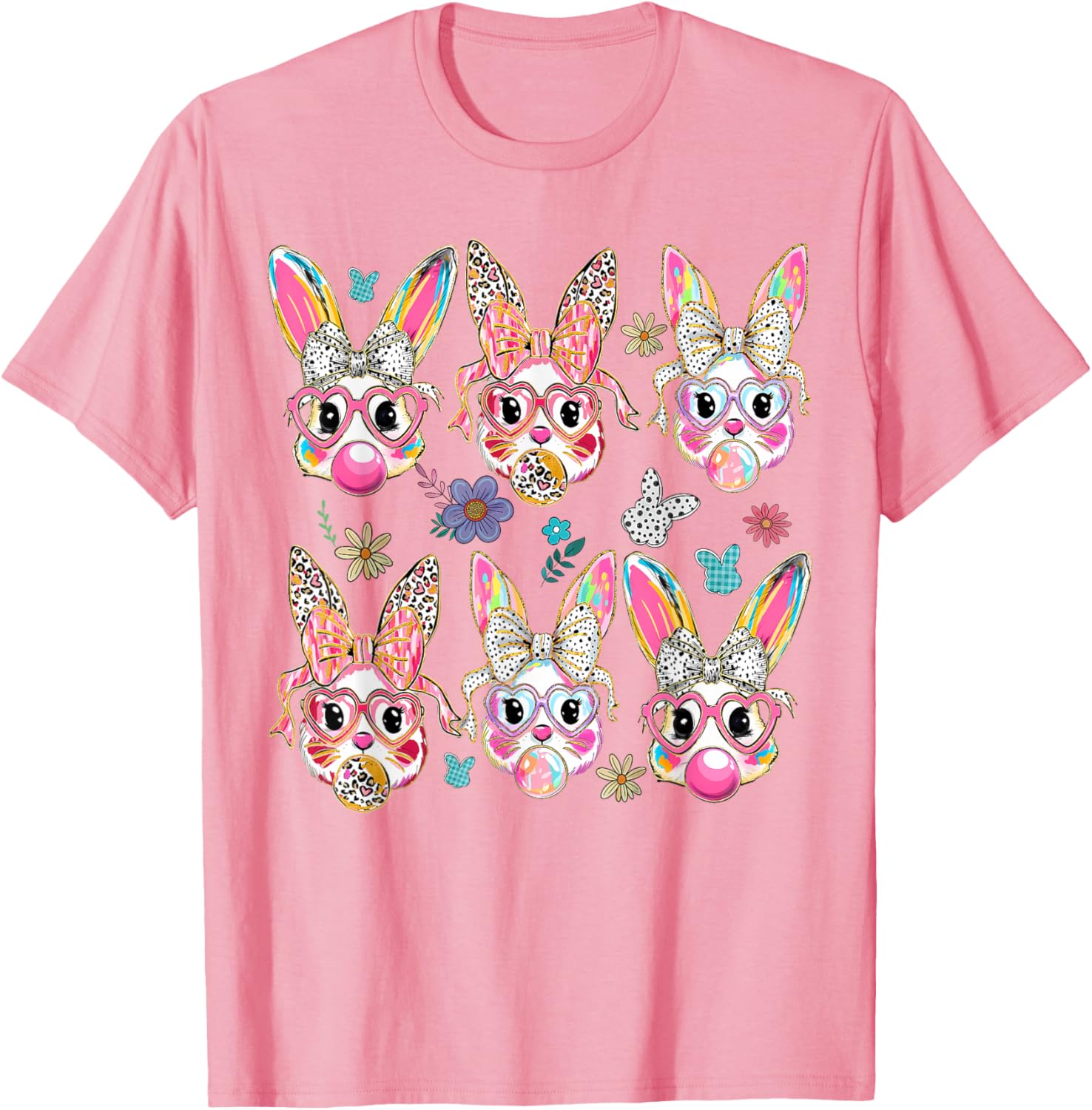 Cute Bunny Rabbit Face Coquette Bow Easter Day T-Shirt