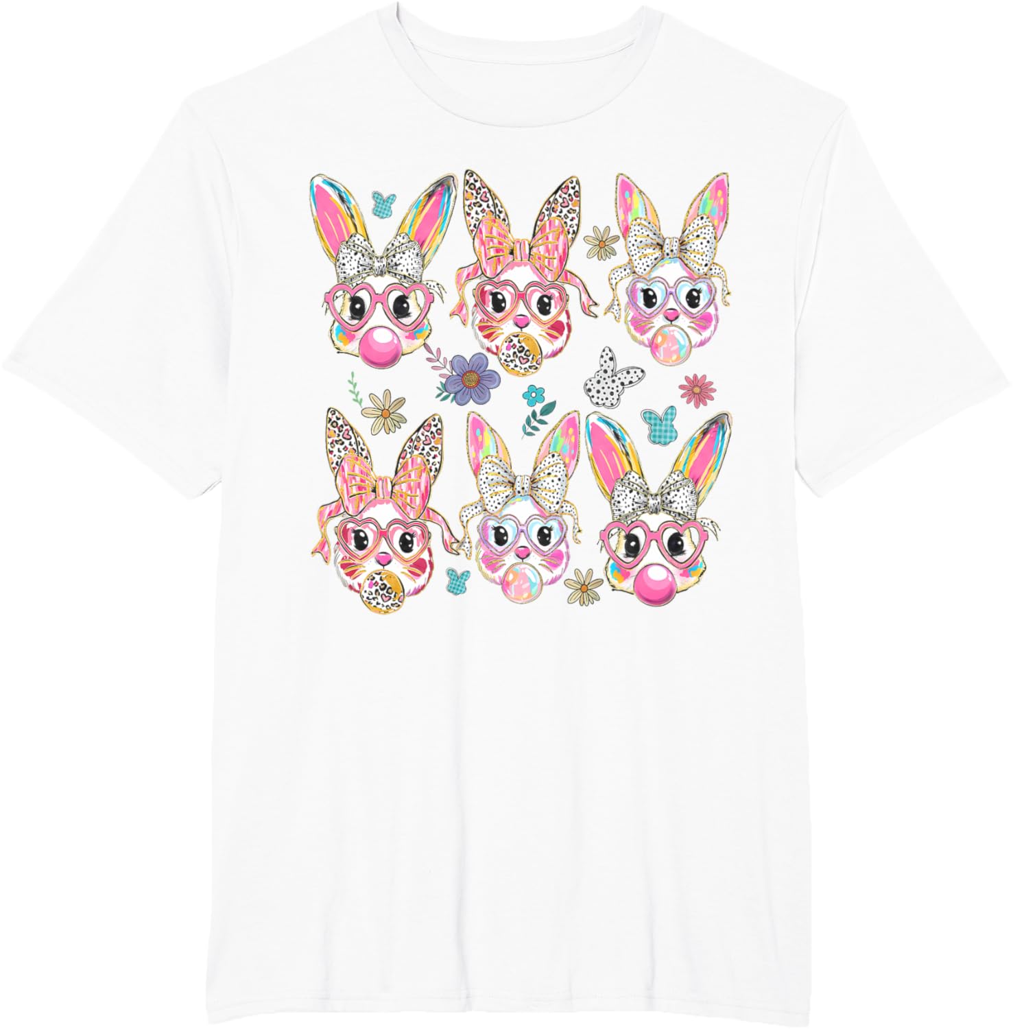 Cute Bunny Rabbit Face Coquette Bow Easter Day T-Shirt