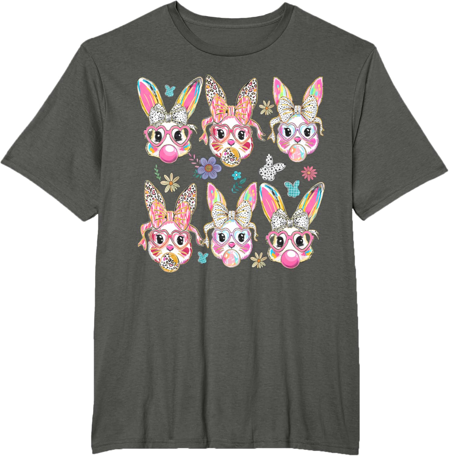 Cute Bunny Rabbit Face Coquette Bow Easter Day T-Shirt