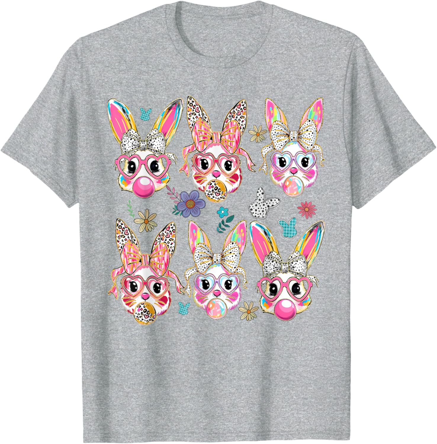 Cute Bunny Rabbit Face Coquette Bow Easter Day T-Shirt