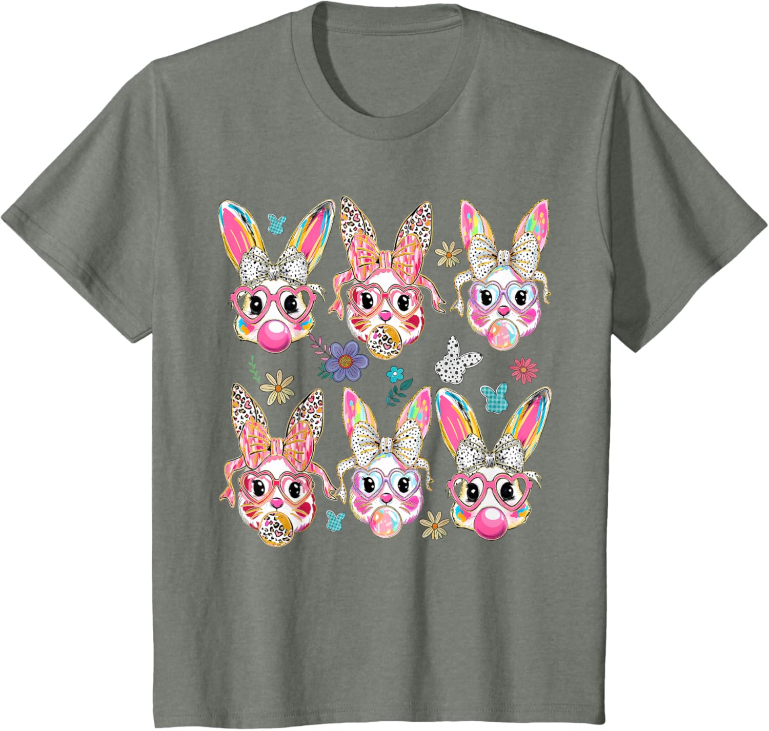 Cute Bunny Rabbit Face Coquette Bow Easter Day T-Shirt