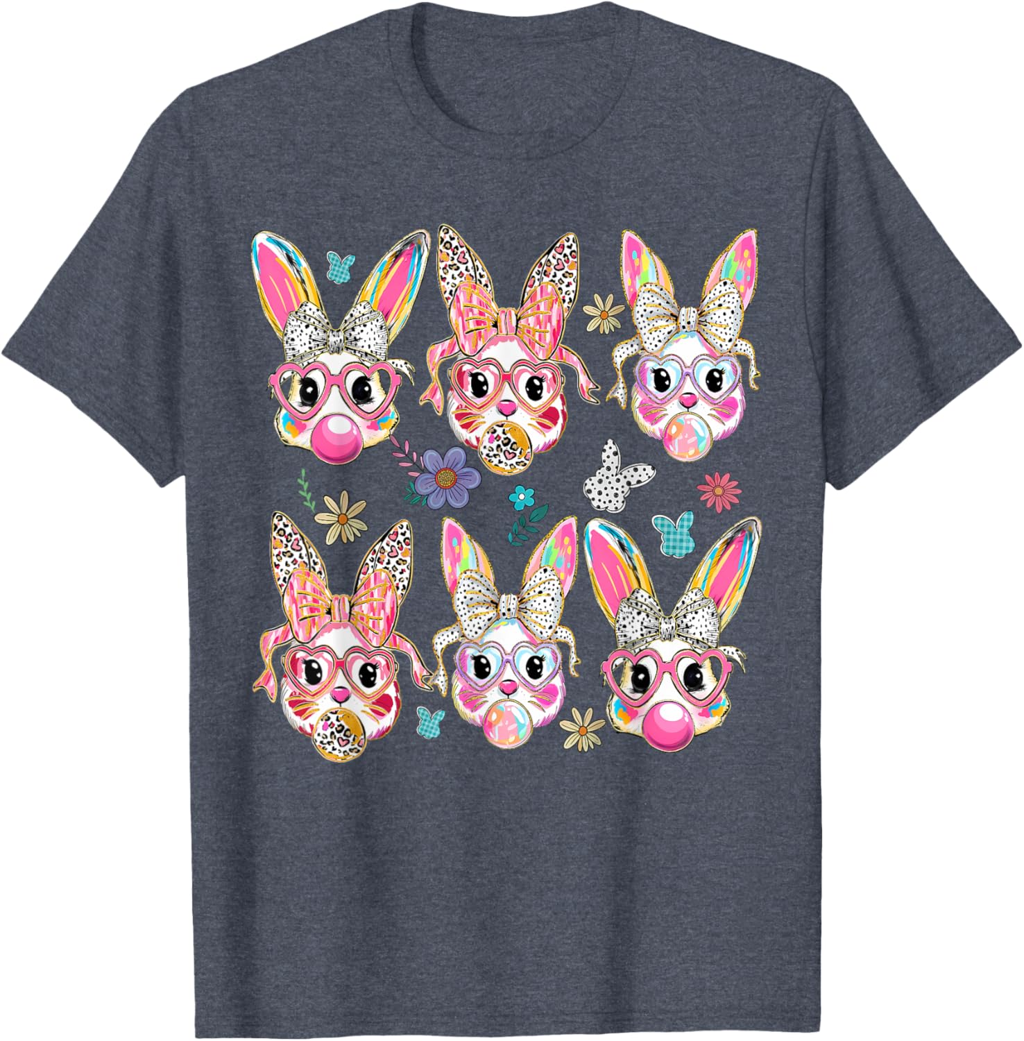 Cute Bunny Rabbit Face Coquette Bow Easter Day T-Shirt