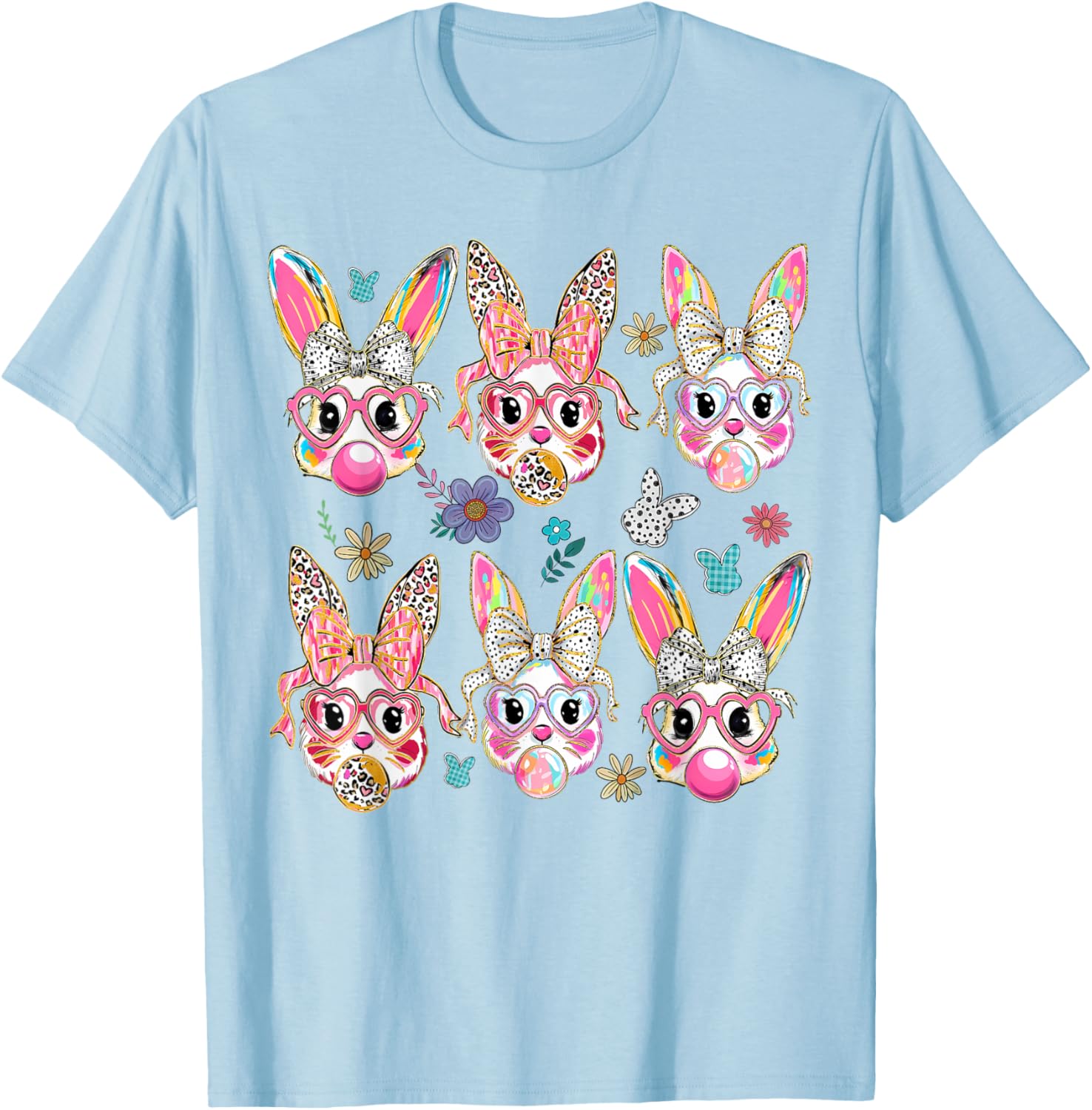 Cute Bunny Rabbit Face Coquette Bow Easter Day T-Shirt