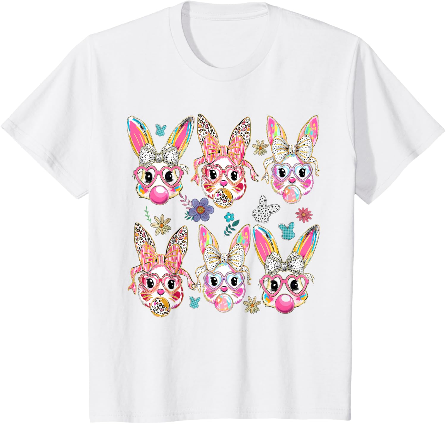 Cute Bunny Rabbit Face Coquette Bow Easter Day T-Shirt