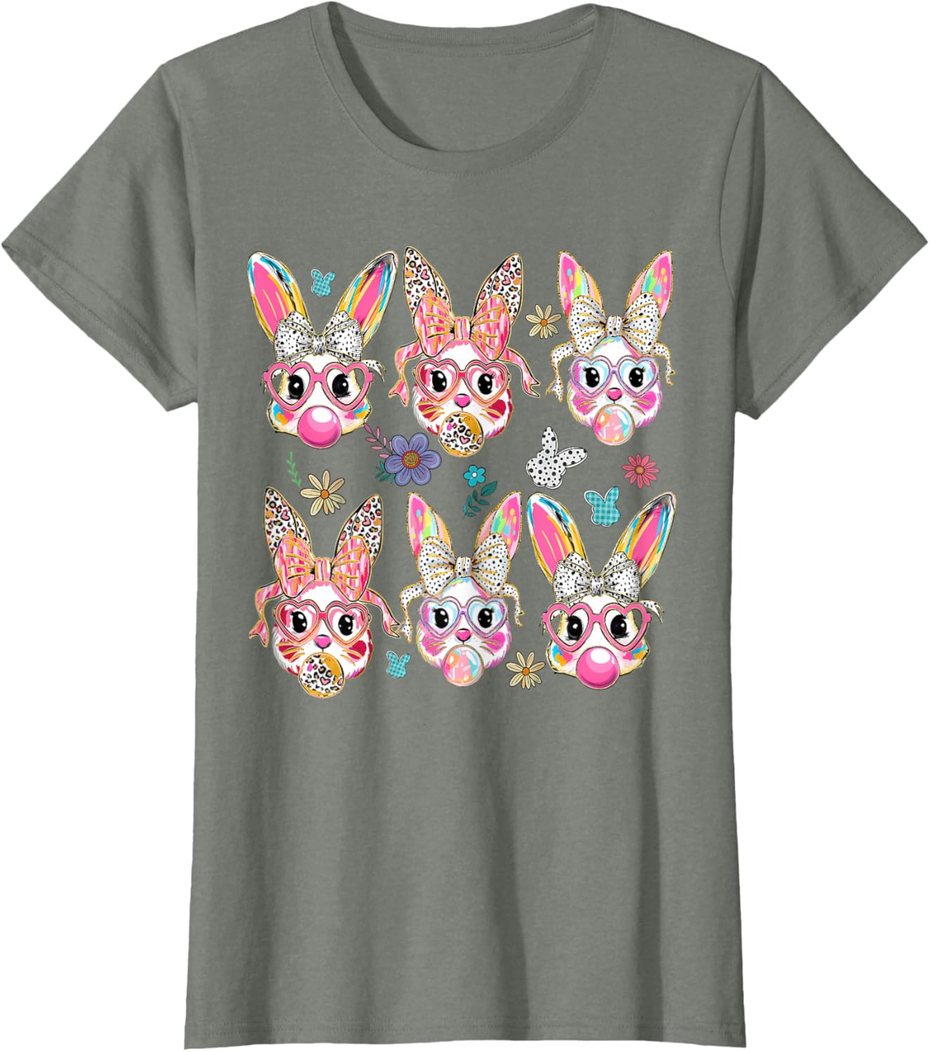 Cute Bunny Rabbit Face Coquette Bow Easter Day T-Shirt