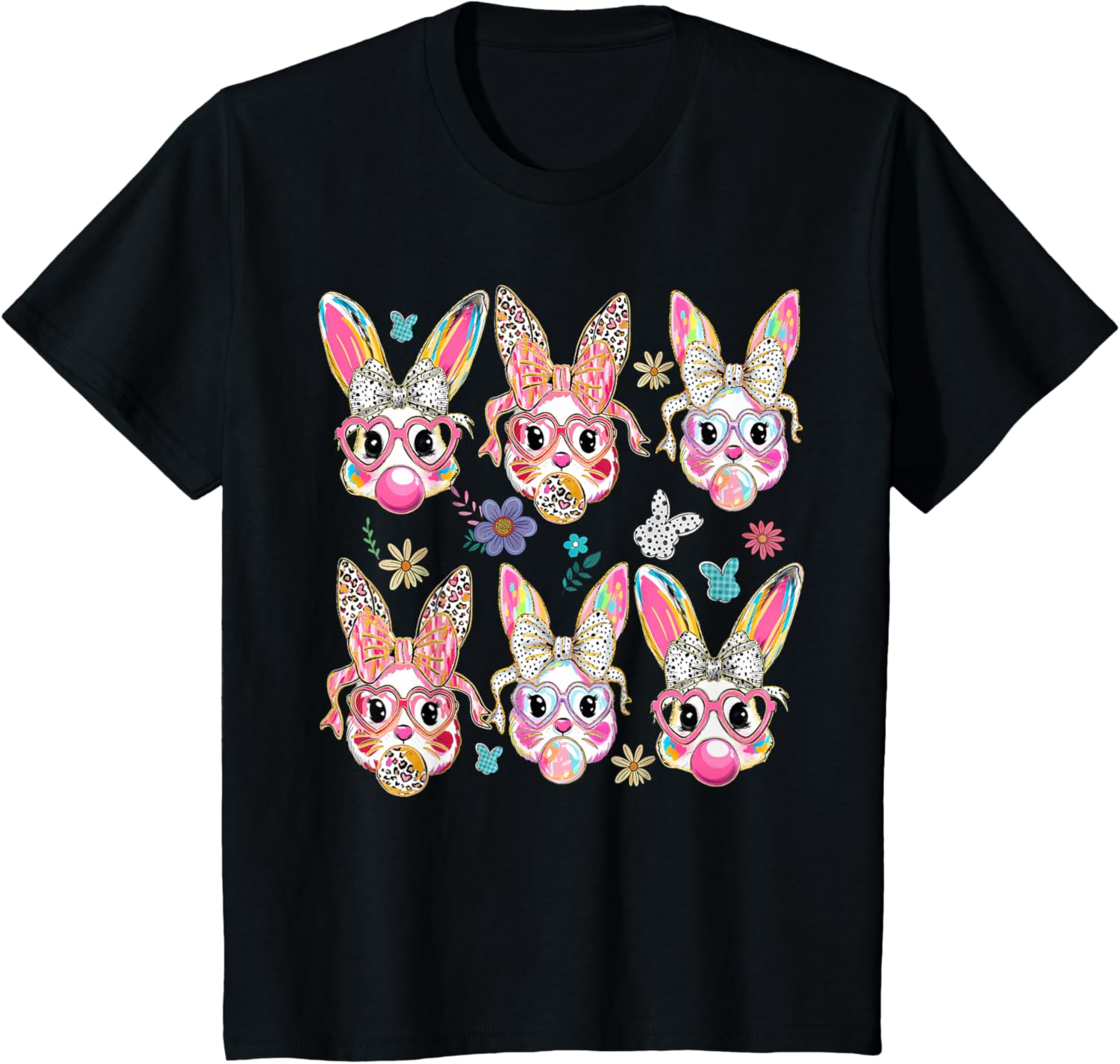 Cute Bunny Rabbit Face Coquette Bow Easter Day T-Shirt