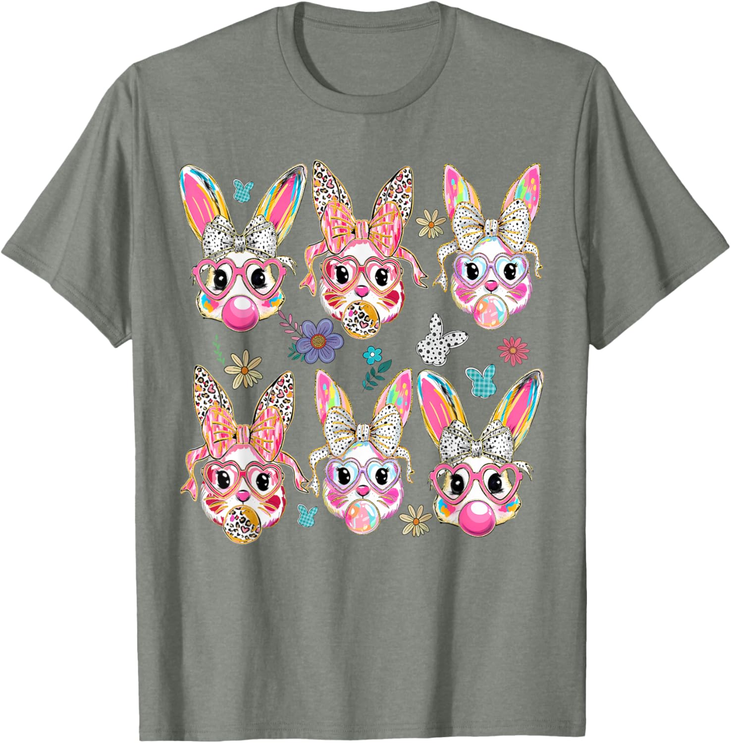 Cute Bunny Rabbit Face Coquette Bow Easter Day T-Shirt