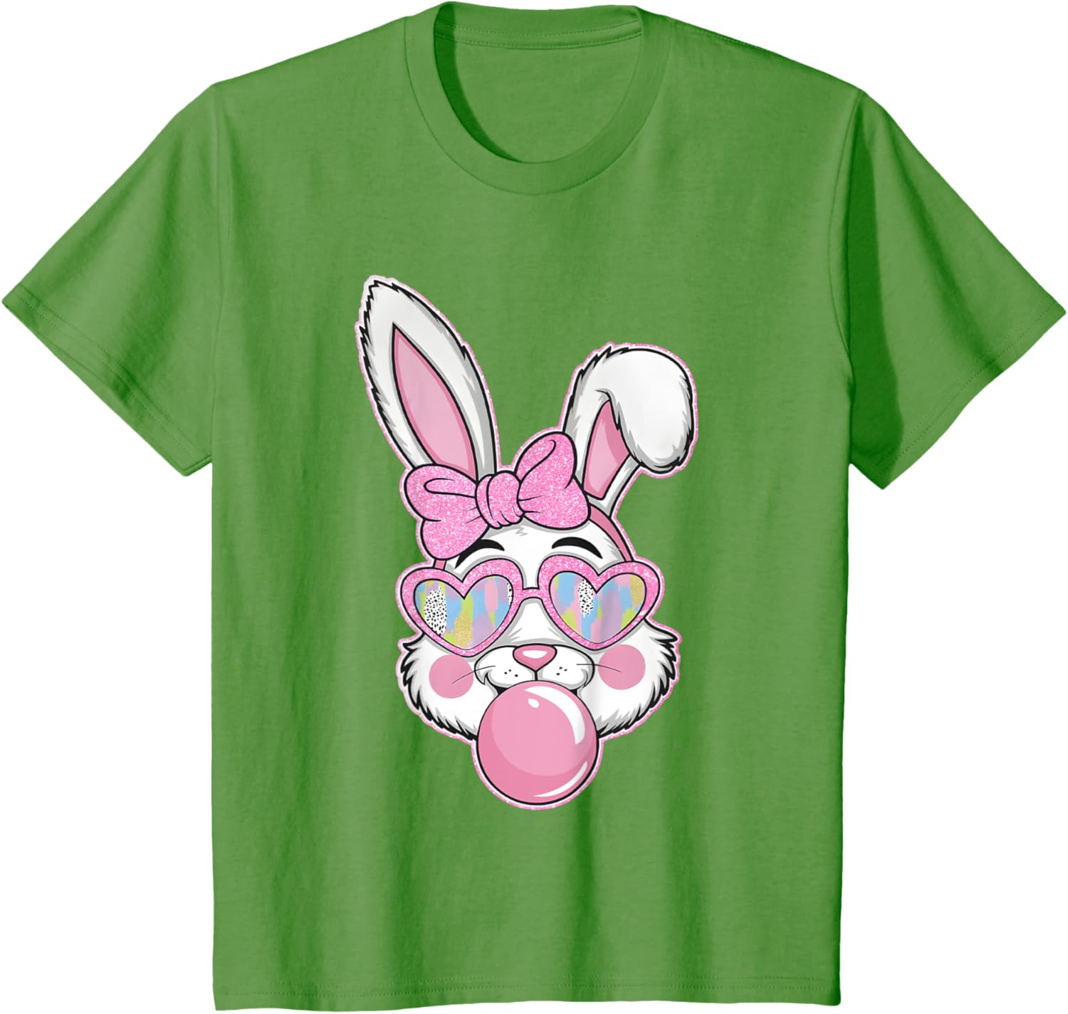 Cute Bunny Rabbit Face Coquette Bow Girl Happy Easter Day T-Shirt