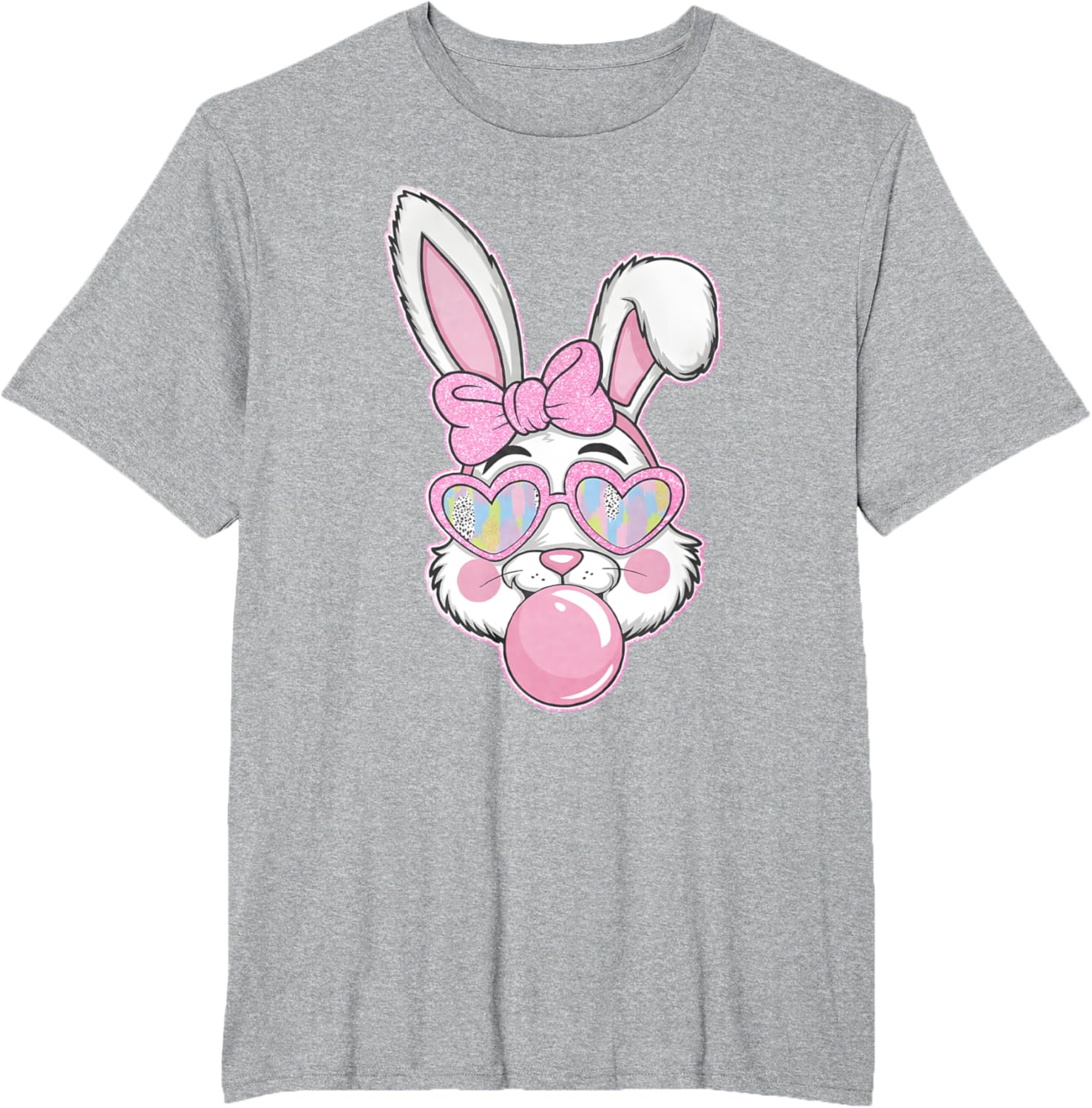 Cute Bunny Rabbit Face Coquette Bow Girl Happy Easter Day T-Shirt