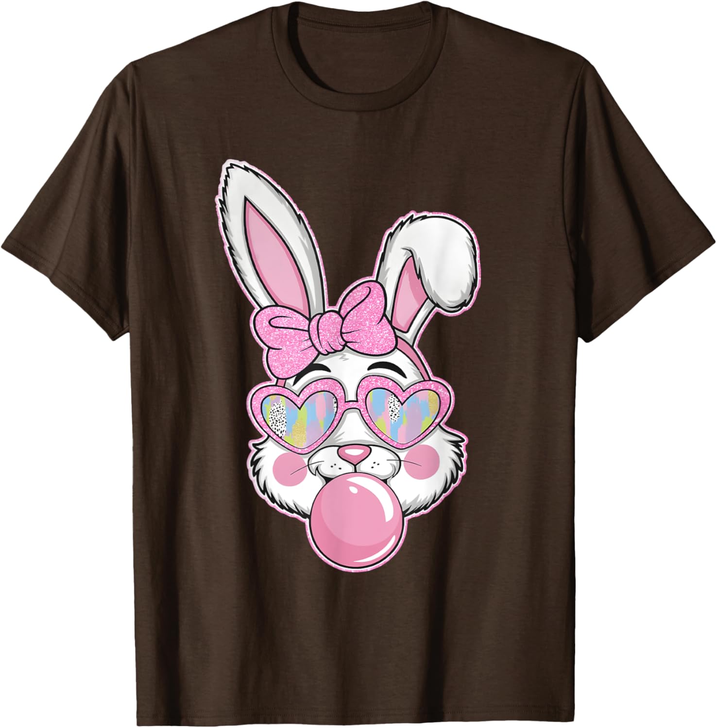 Cute Bunny Rabbit Face Coquette Bow Girl Happy Easter Day T-Shirt