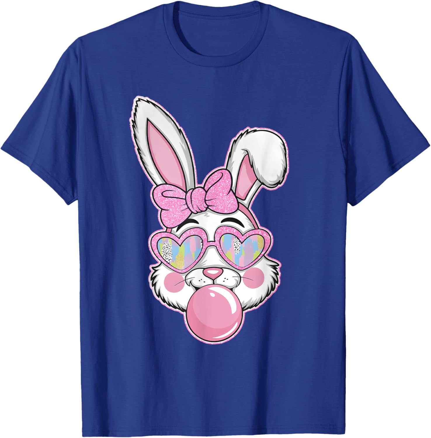 Cute Bunny Rabbit Face Coquette Bow Girl Happy Easter Day T-Shirt