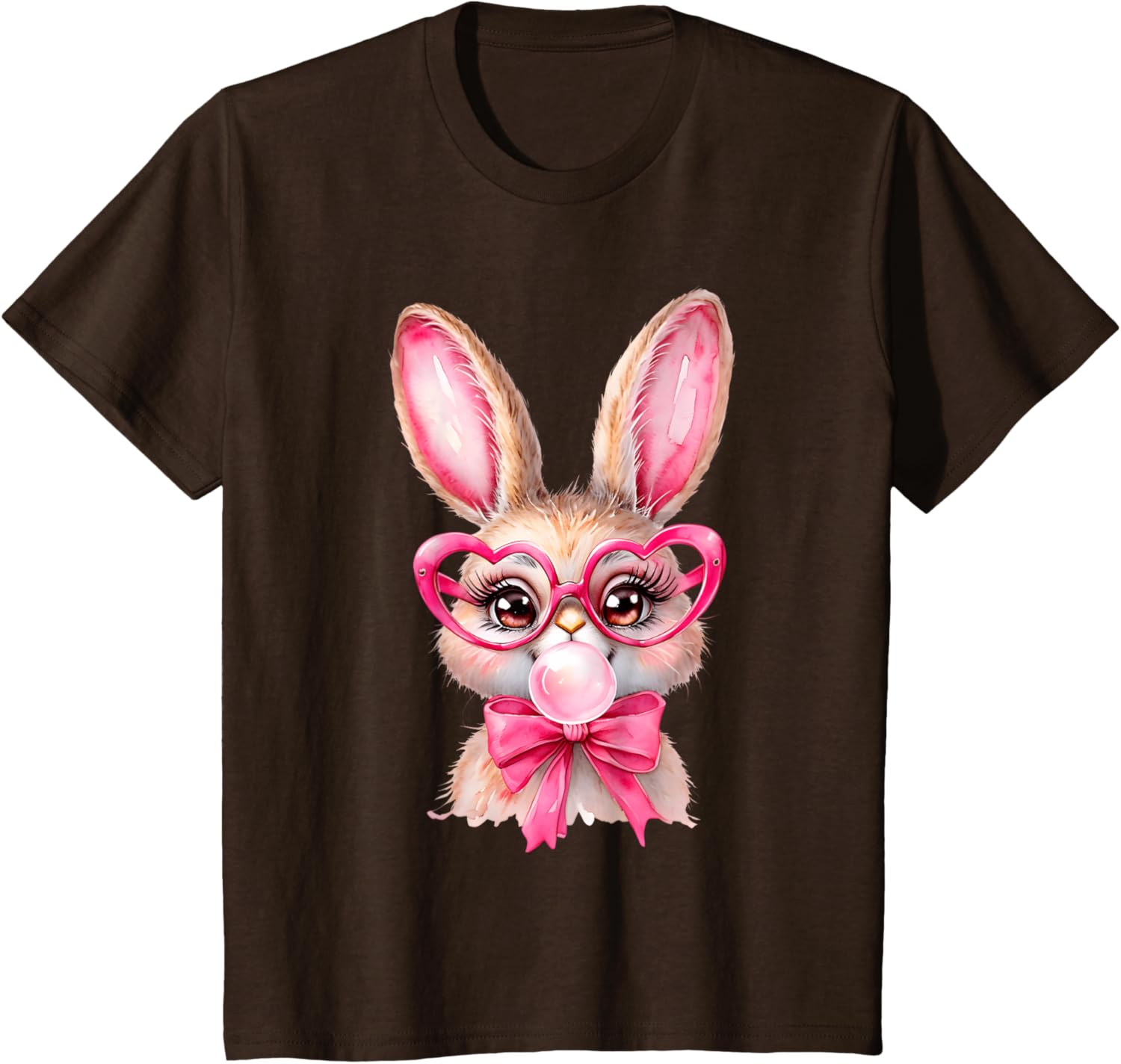 Cute Bunny Rabbit Face Coquette Bow Girl Happy Easter Day T-Shirt