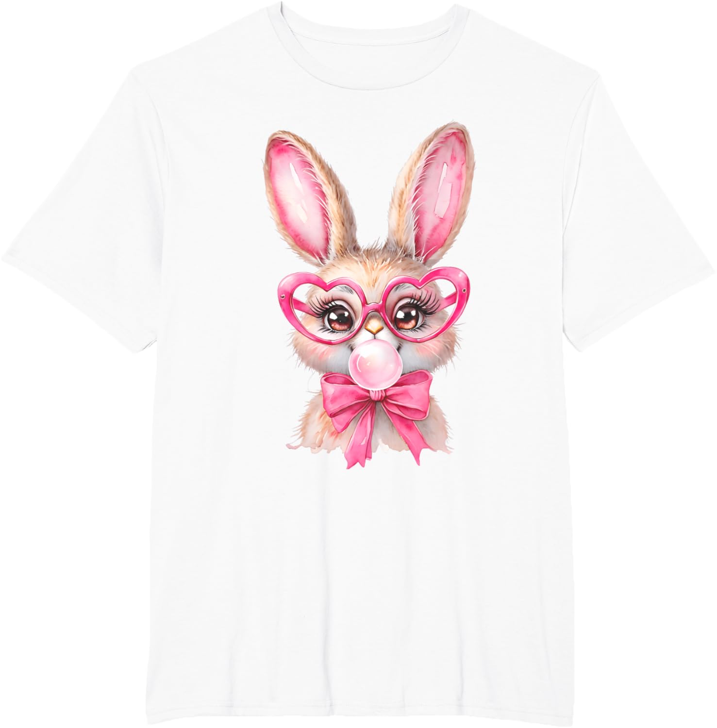 Cute Bunny Rabbit Face Coquette Bow Girl Happy Easter Day T-Shirt