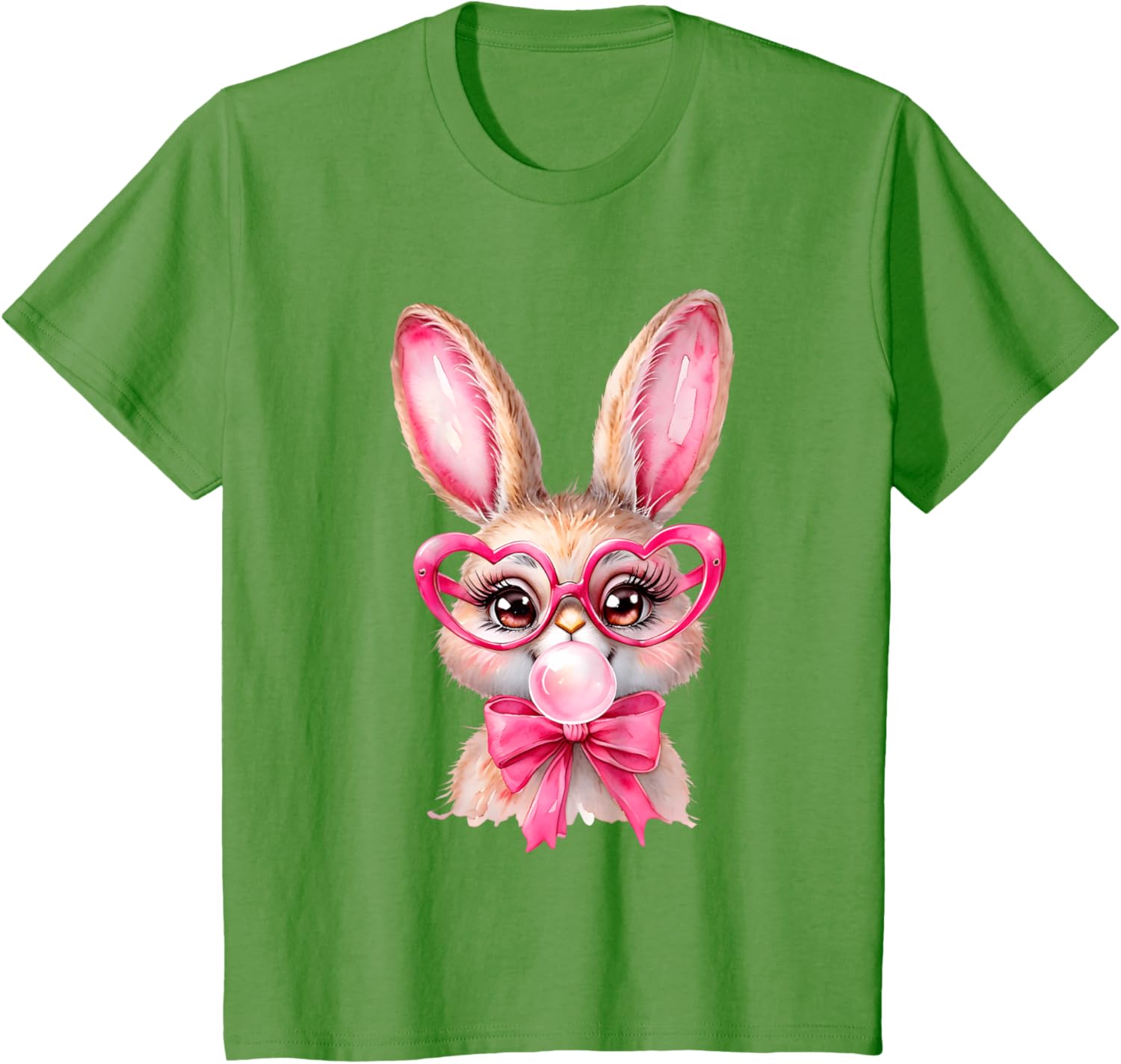 Cute Bunny Rabbit Face Coquette Bow Girl Happy Easter Day T-Shirt