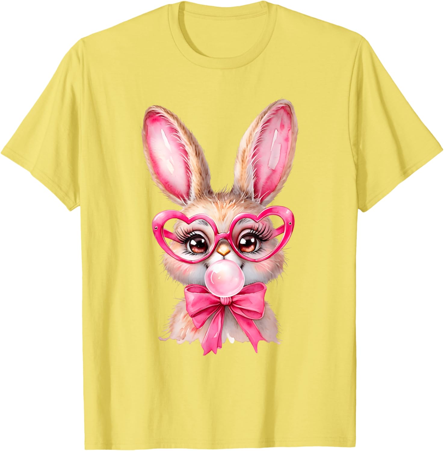 Cute Bunny Rabbit Face Coquette Bow Girl Happy Easter Day T-Shirt