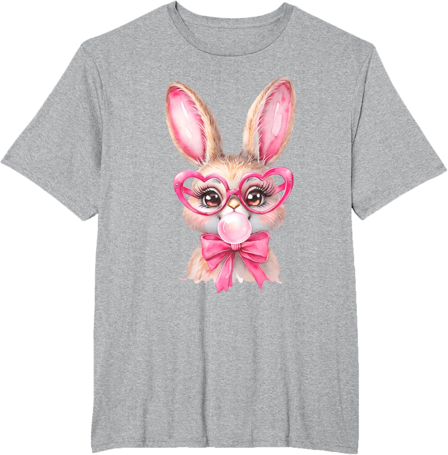 Cute Bunny Rabbit Face Coquette Bow Girl Happy Easter Day T-Shirt