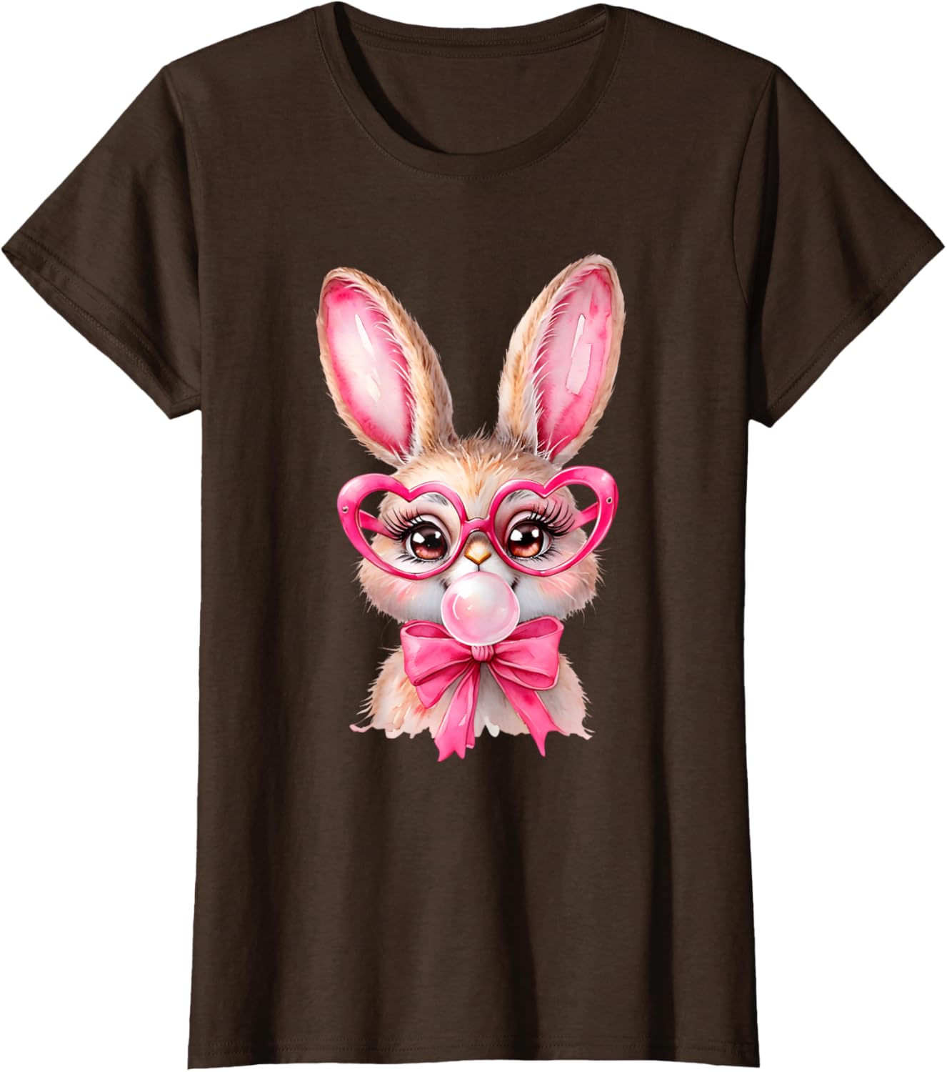 Cute Bunny Rabbit Face Coquette Bow Girl Happy Easter Day T-Shirt