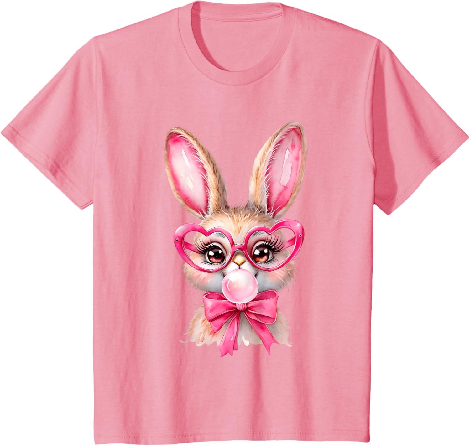 Cute Bunny Rabbit Face Coquette Bow Girl Happy Easter Day T-Shirt