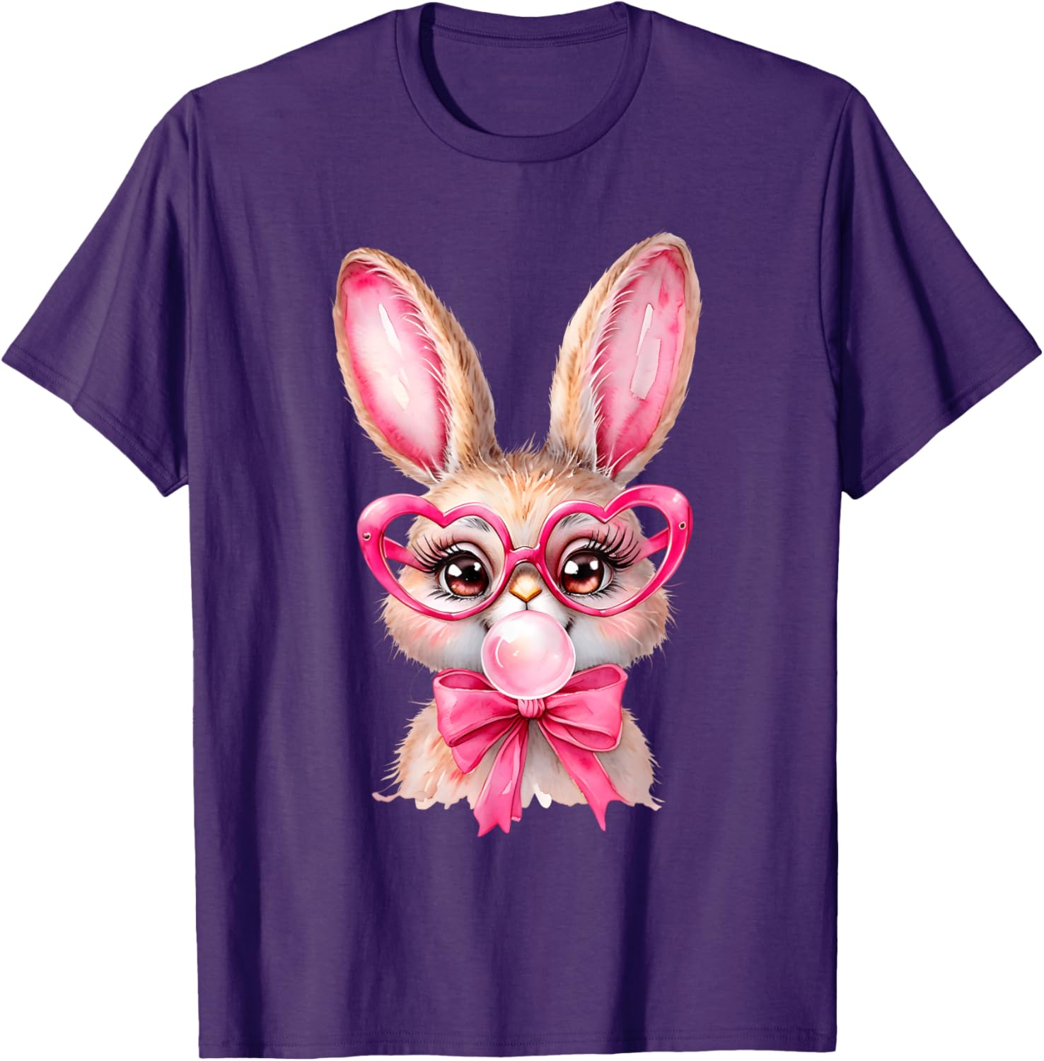 Cute Bunny Rabbit Face Coquette Bow Girl Happy Easter Day T-Shirt