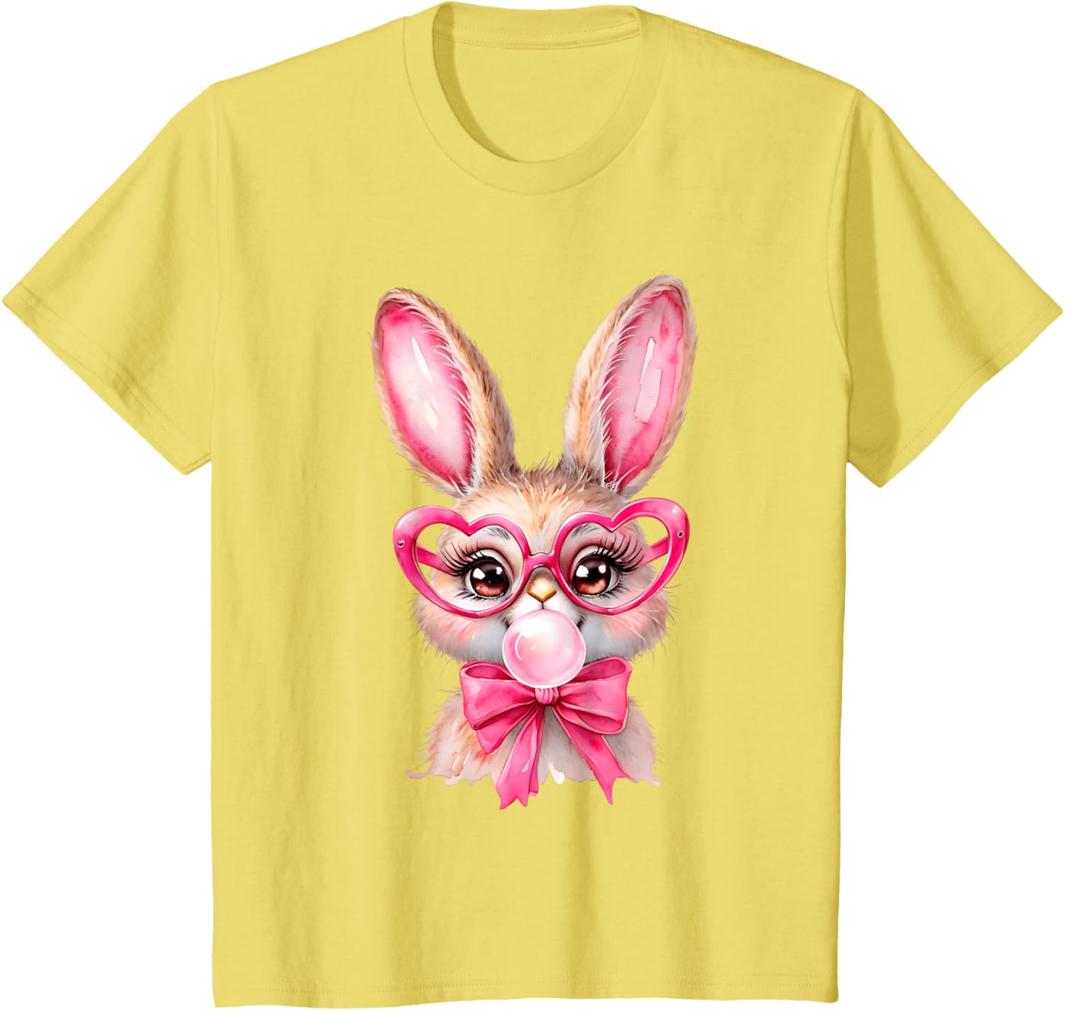 Cute Bunny Rabbit Face Coquette Bow Girl Happy Easter Day T-Shirt