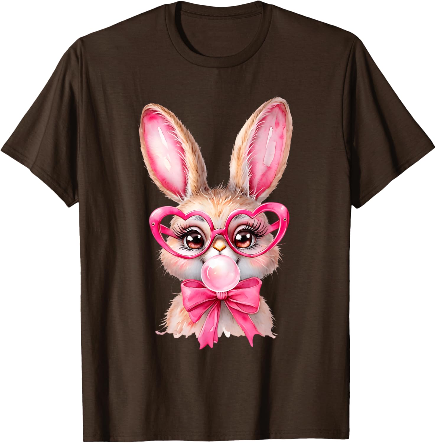 Cute Bunny Rabbit Face Coquette Bow Girl Happy Easter Day T-Shirt