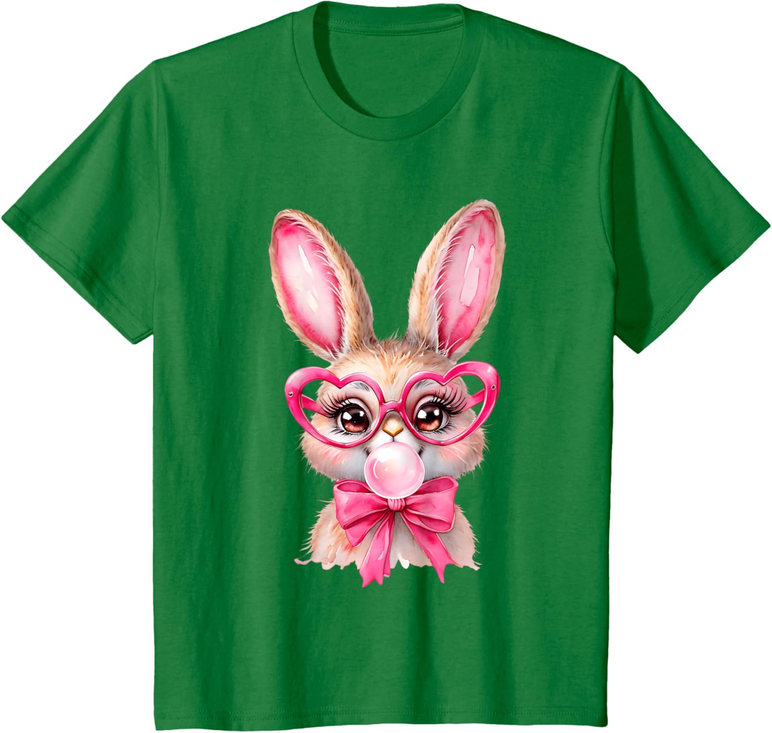 Cute Bunny Rabbit Face Coquette Bow Girl Happy Easter Day T-Shirt