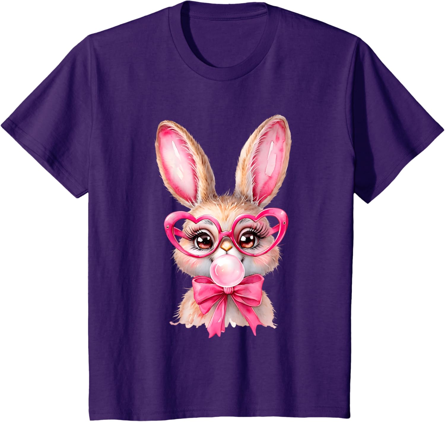 Cute Bunny Rabbit Face Coquette Bow Girl Happy Easter Day T-Shirt