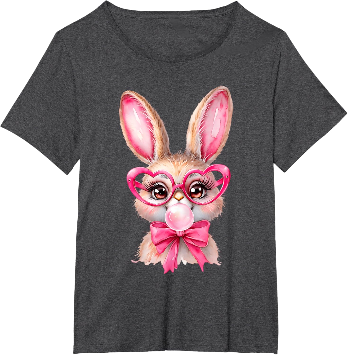 Cute Bunny Rabbit Face Coquette Bow Girl Happy Easter Day T-Shirt