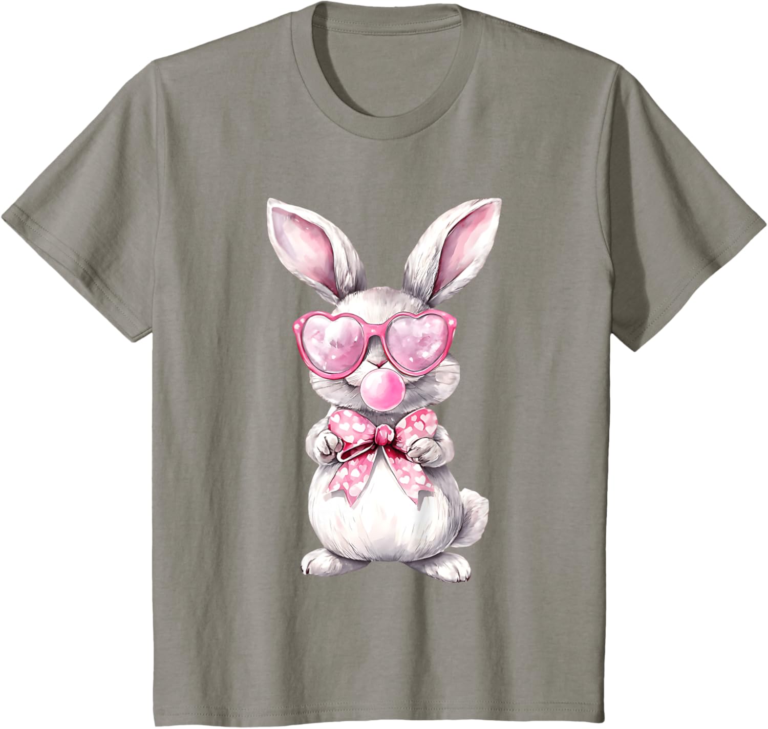 Cute Bunny Rabbit Face Coquette Bow Girl Happy Easter Day T-Shirt