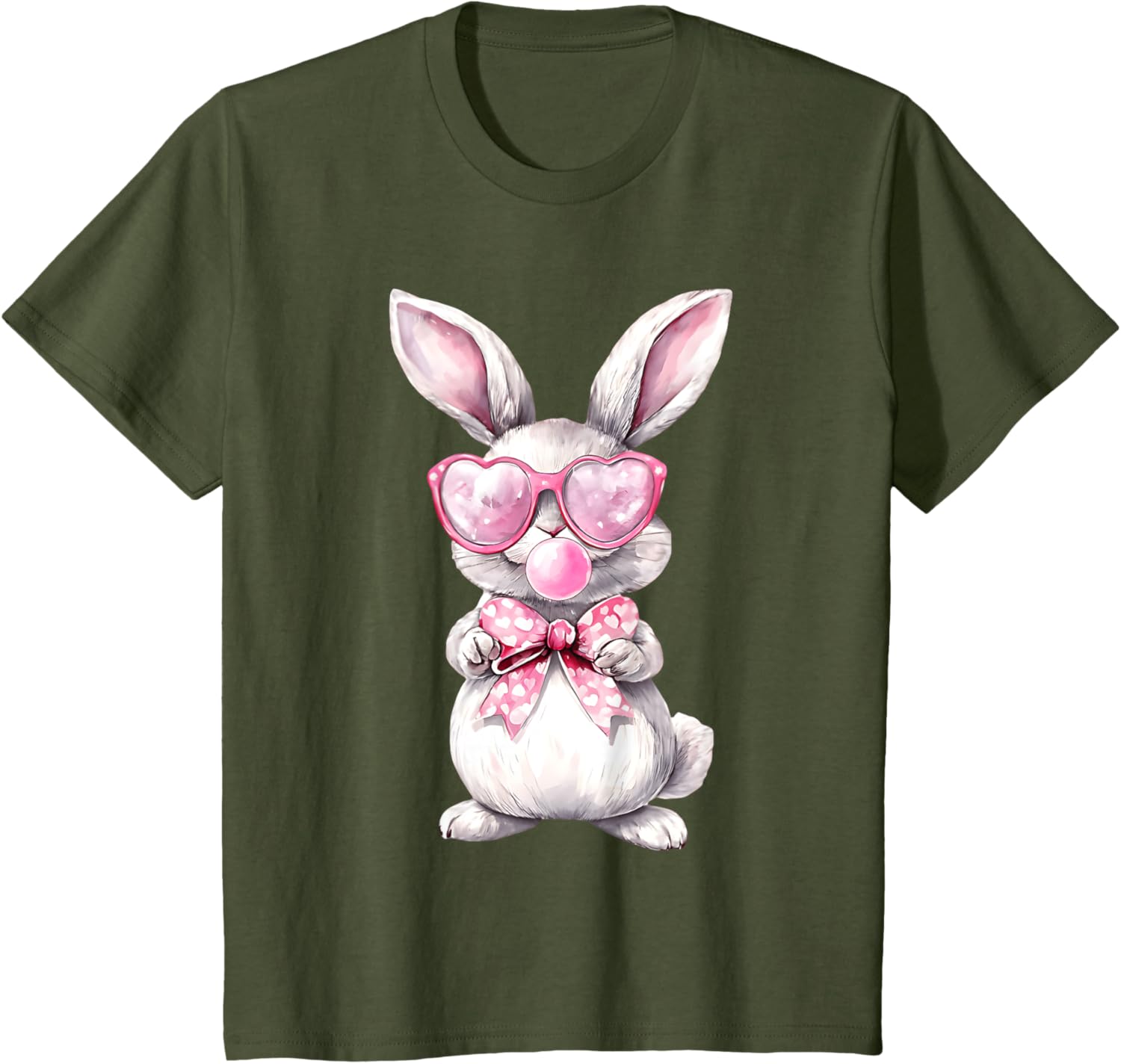 Cute Bunny Rabbit Face Coquette Bow Girl Happy Easter Day T-Shirt