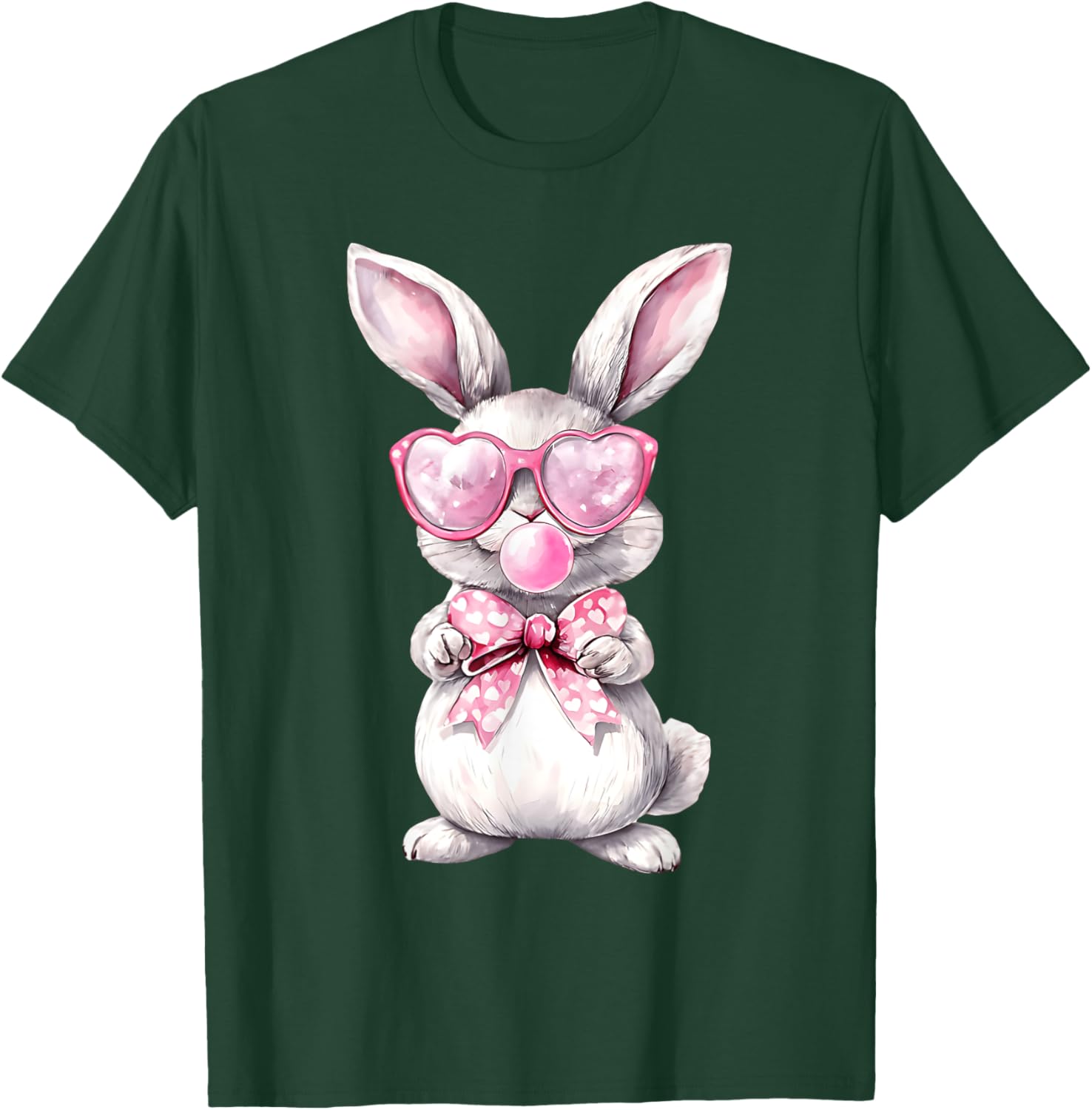 Cute Bunny Rabbit Face Coquette Bow Girl Happy Easter Day T-Shirt