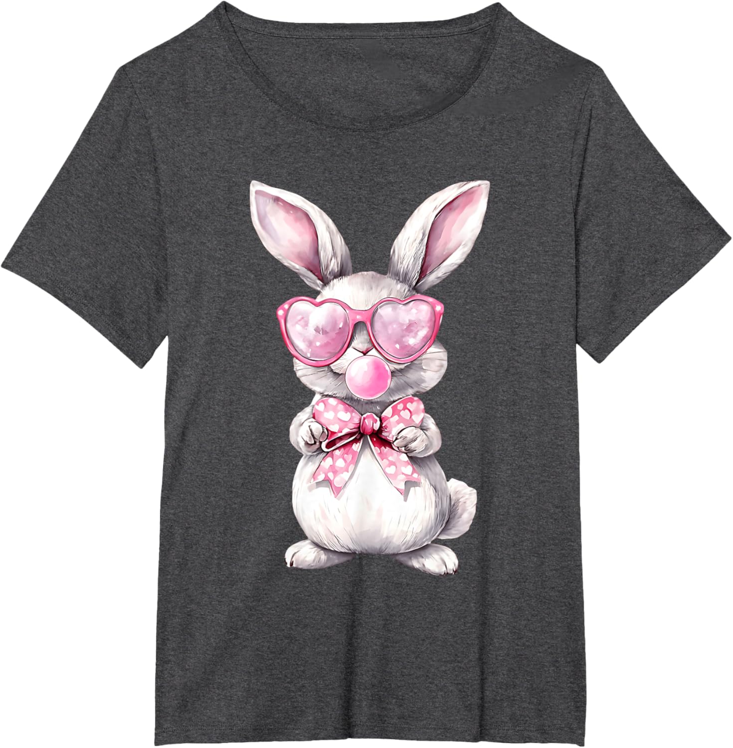 Cute Bunny Rabbit Face Coquette Bow Girl Happy Easter Day T-Shirt