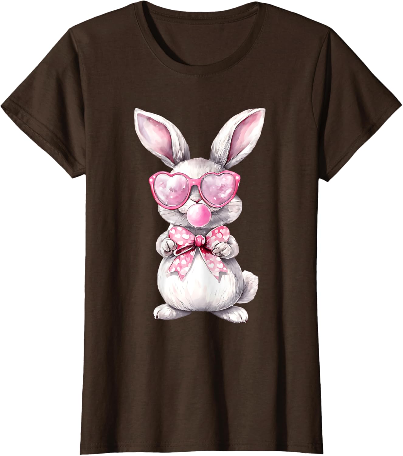 Cute Bunny Rabbit Face Coquette Bow Girl Happy Easter Day T-Shirt