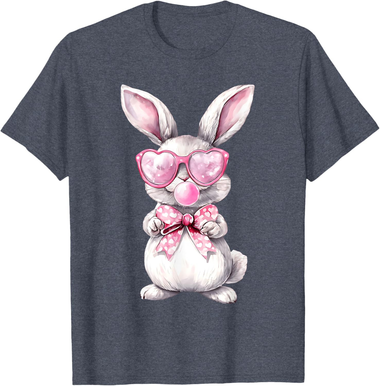 Cute Bunny Rabbit Face Coquette Bow Girl Happy Easter Day T-Shirt