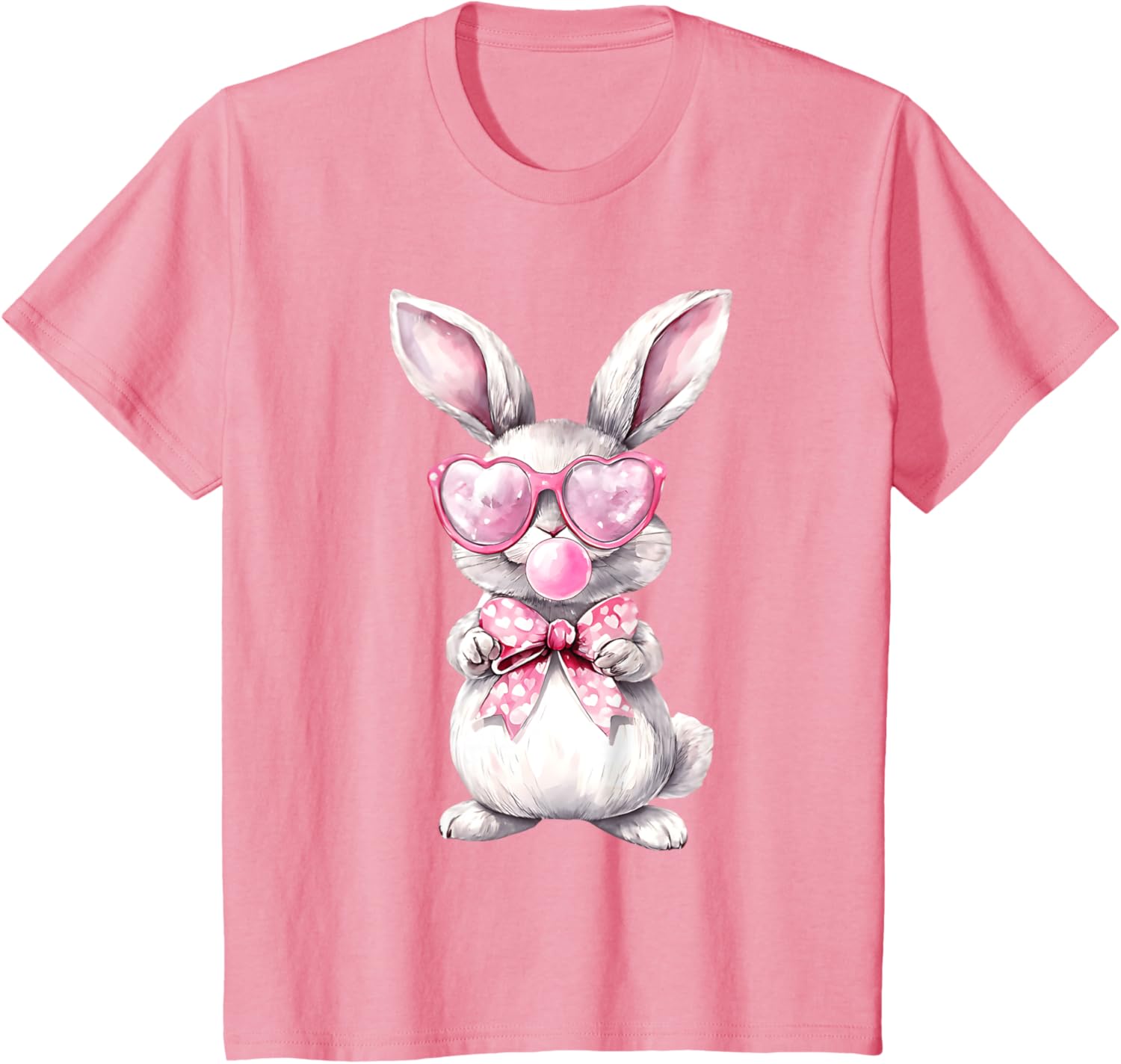 Cute Bunny Rabbit Face Coquette Bow Girl Happy Easter Day T-Shirt