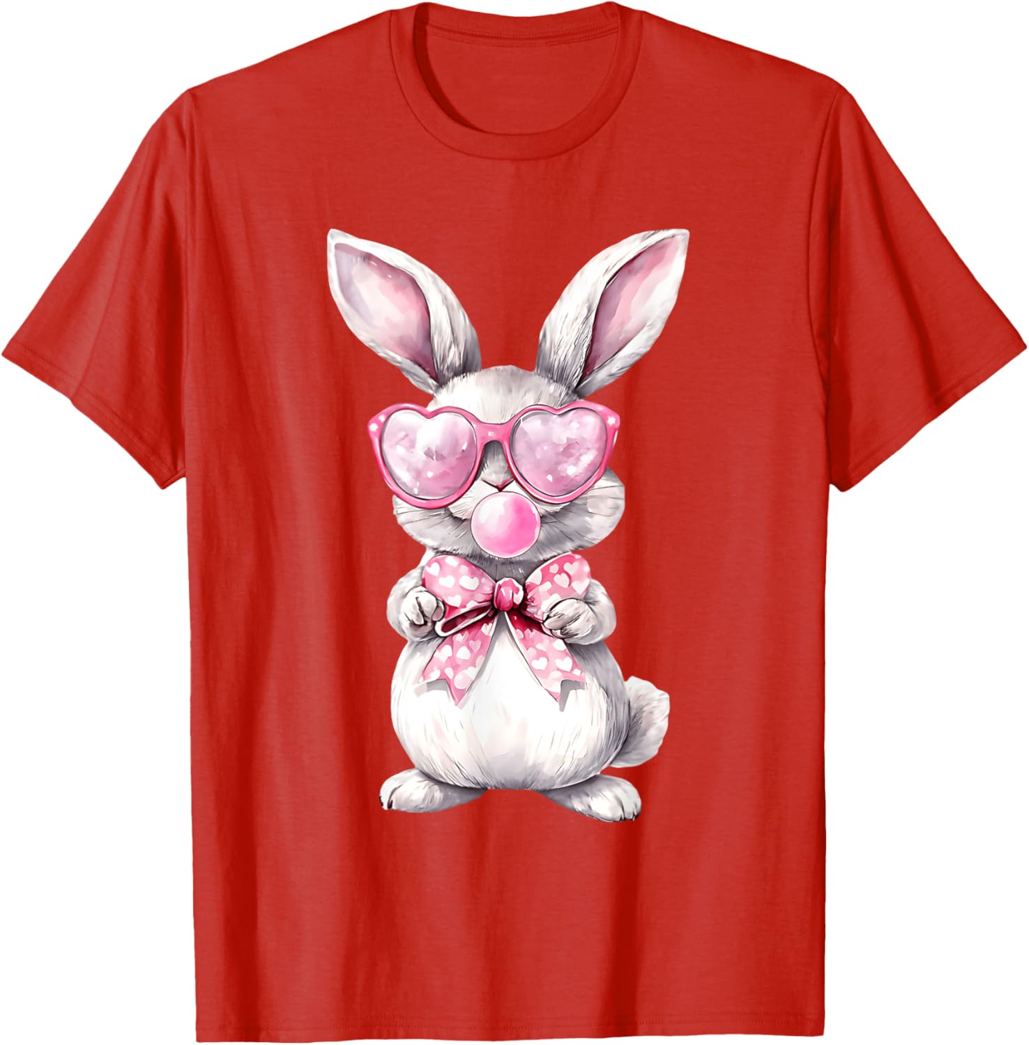 Cute Bunny Rabbit Face Coquette Bow Girl Happy Easter Day T-Shirt