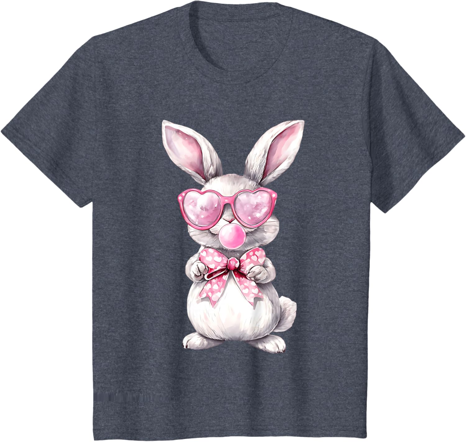 Cute Bunny Rabbit Face Coquette Bow Girl Happy Easter Day T-Shirt