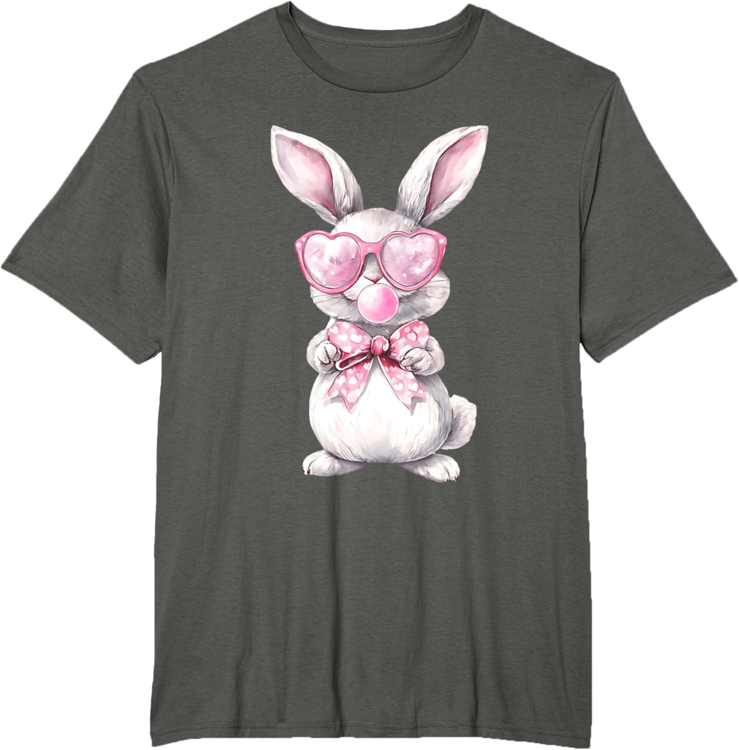 Cute Bunny Rabbit Face Coquette Bow Girl Happy Easter Day T-Shirt