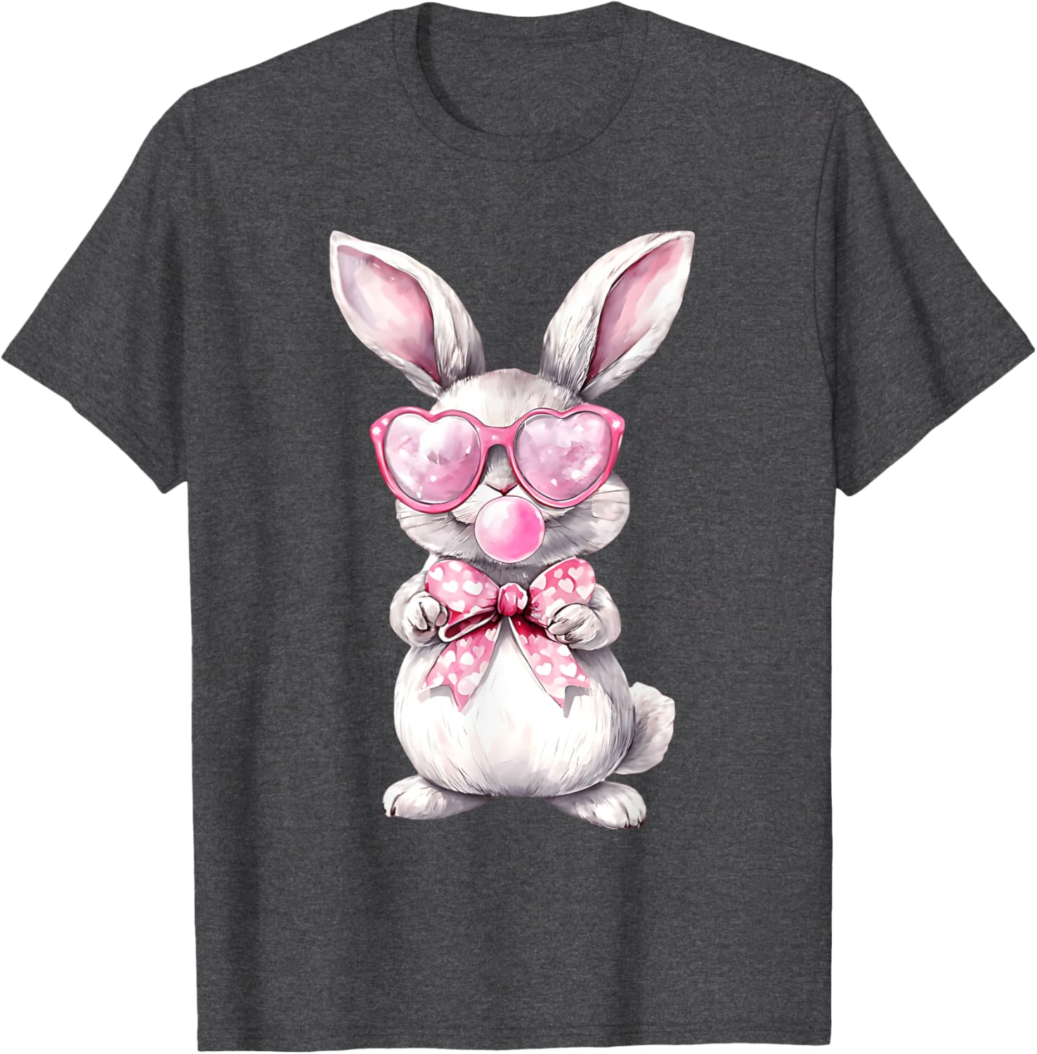 Cute Bunny Rabbit Face Coquette Bow Girl Happy Easter Day T-Shirt