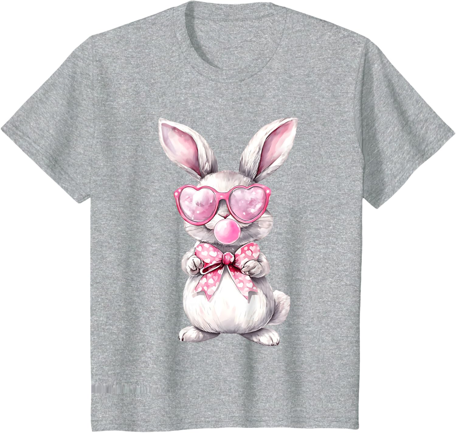 Cute Bunny Rabbit Face Coquette Bow Girl Happy Easter Day T-Shirt