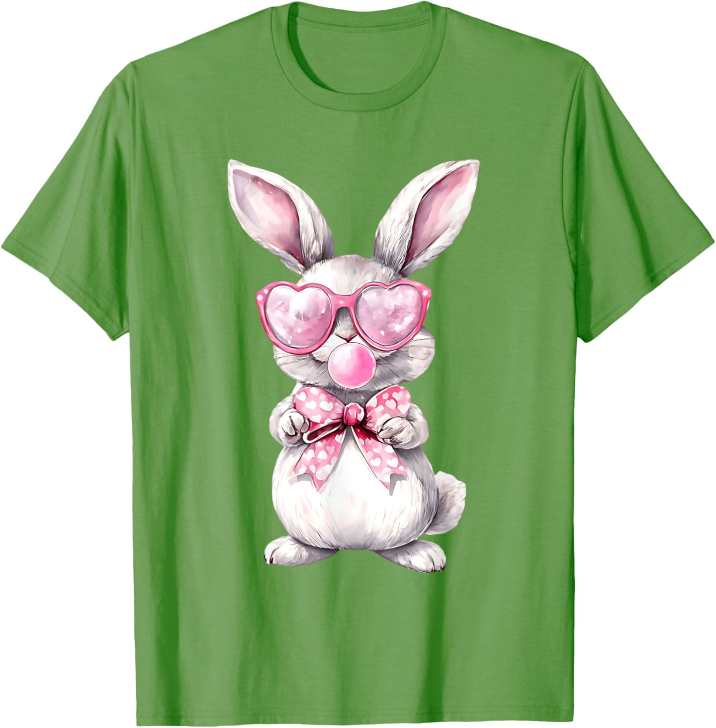 Cute Bunny Rabbit Face Coquette Bow Girl Happy Easter Day T-Shirt