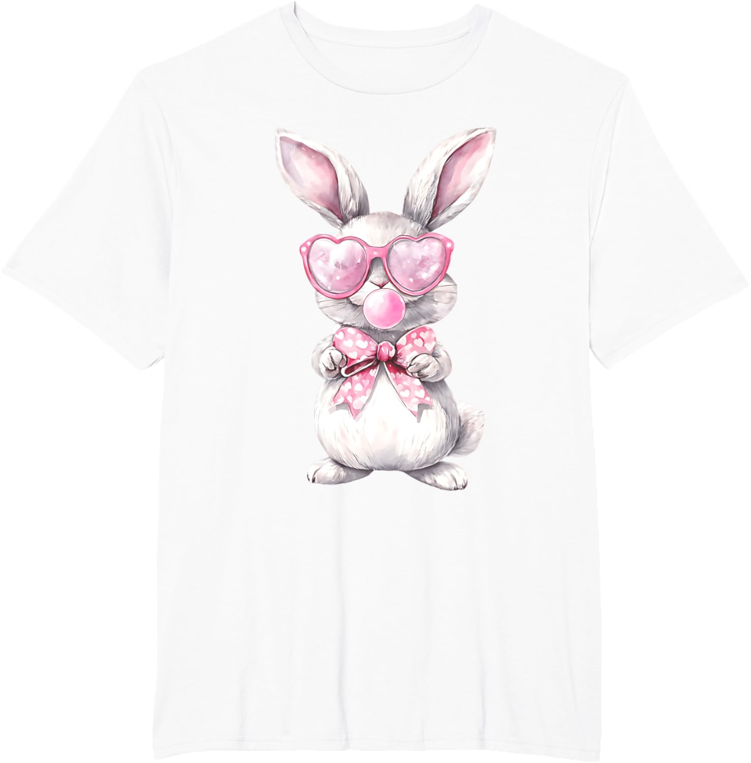 Cute Bunny Rabbit Face Coquette Bow Girl Happy Easter Day T-Shirt