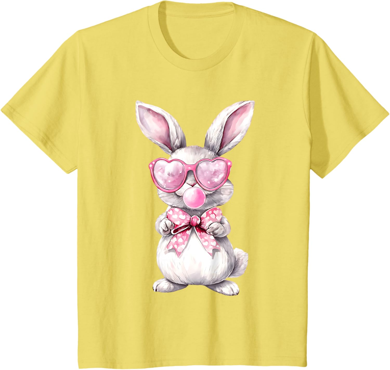 Cute Bunny Rabbit Face Coquette Bow Girl Happy Easter Day T-Shirt