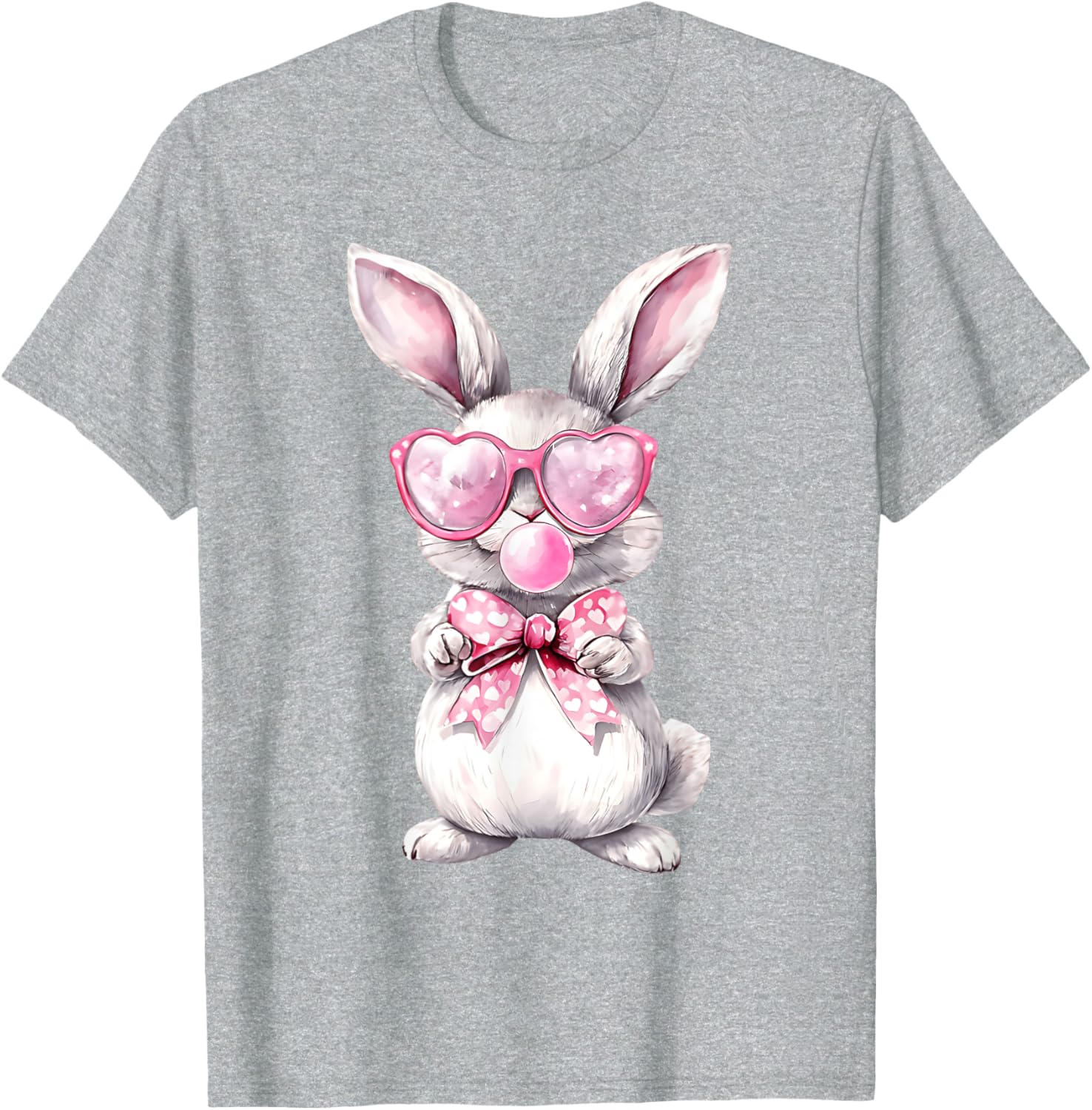 Cute Bunny Rabbit Face Coquette Bow Girl Happy Easter Day T-Shirt