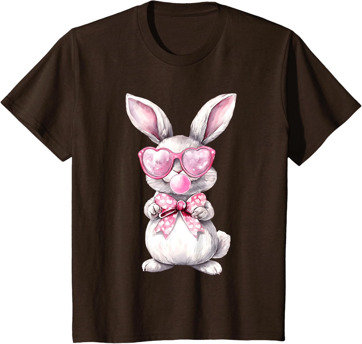 Cute Bunny Rabbit Face Coquette Bow Girl Happy Easter Day T-Shirt