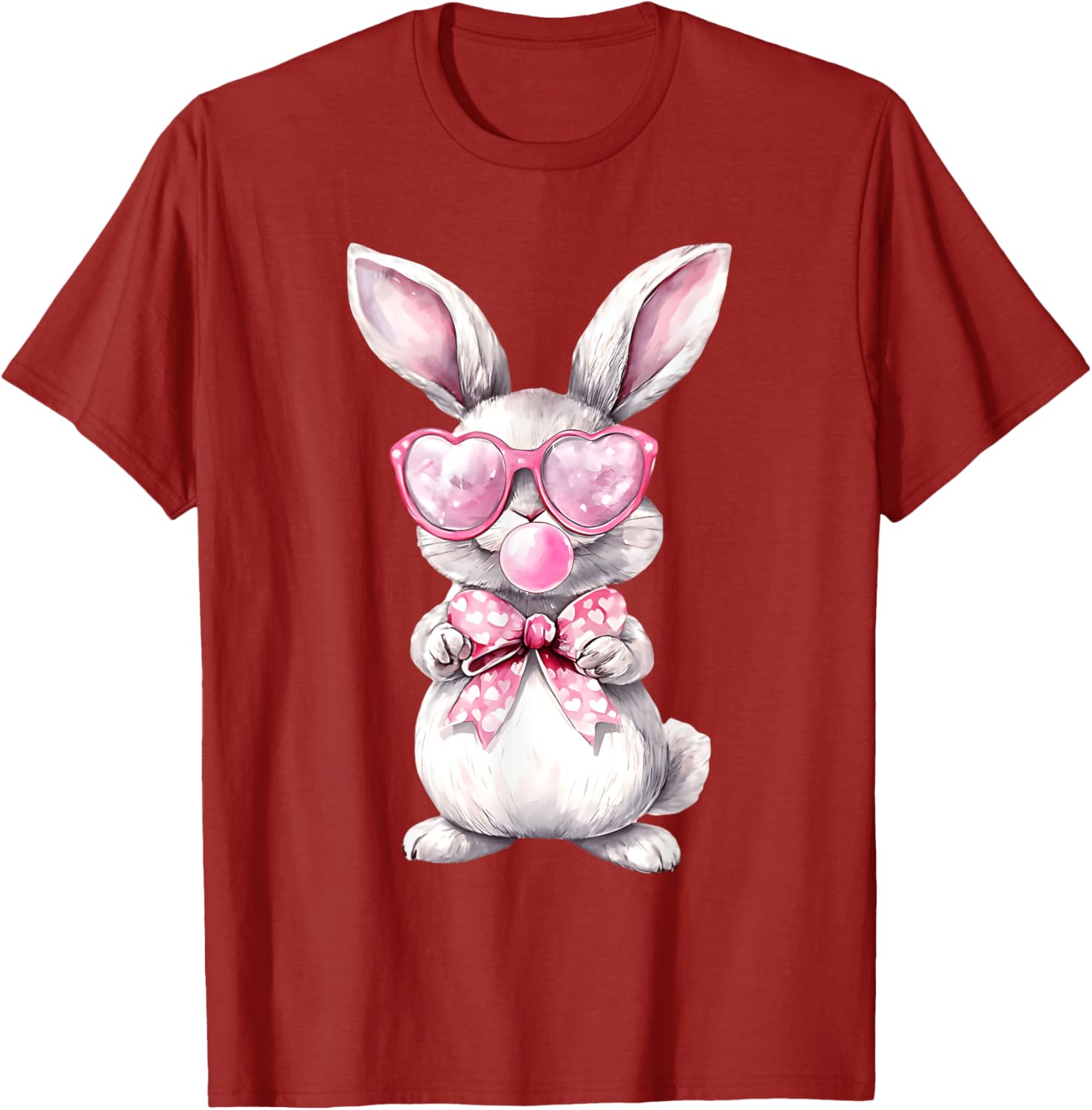 Cute Bunny Rabbit Face Coquette Bow Girl Happy Easter Day T-Shirt