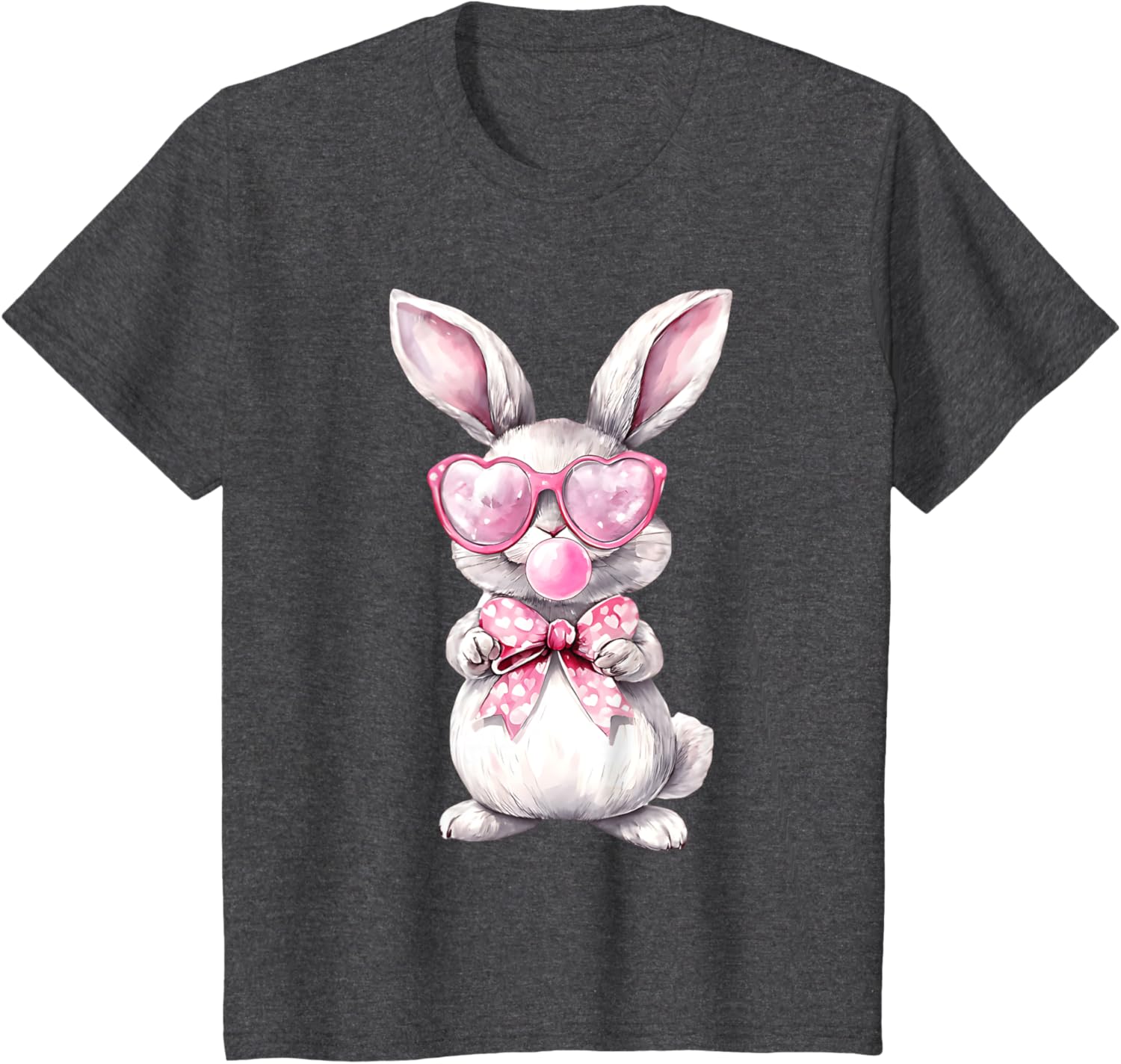 Cute Bunny Rabbit Face Coquette Bow Girl Happy Easter Day T-Shirt